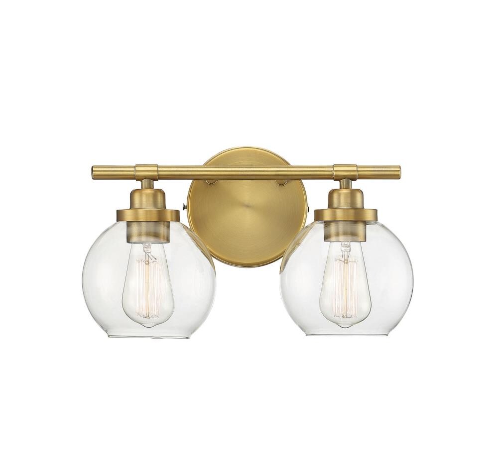 2-Light Warm Brass Mid-century Vanity Light in the Vanity Lights ...