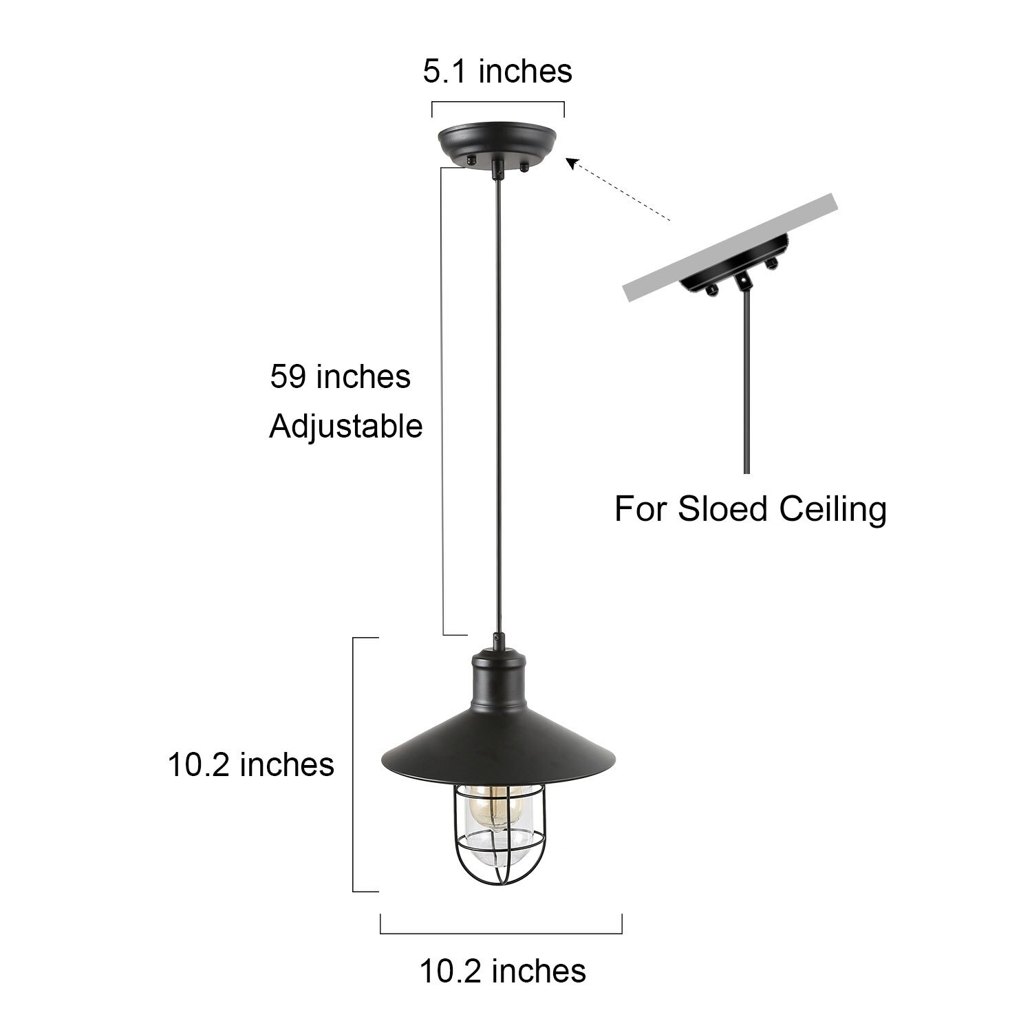 LNC Elvis Matte Black Farmhouse Clear Glass Geometric LED Medium ...