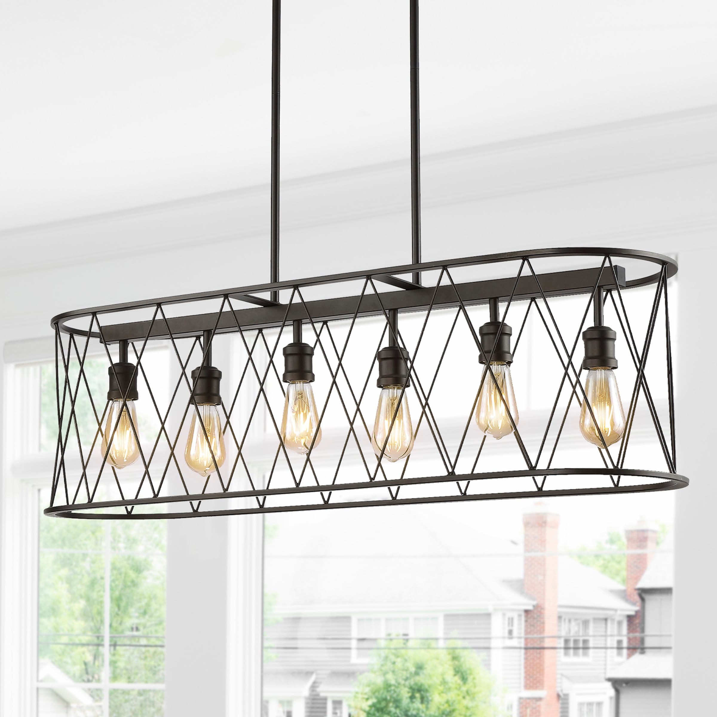 Marion 37.75" Oil-Rubbed Bronze Farmhouse LED Pendant