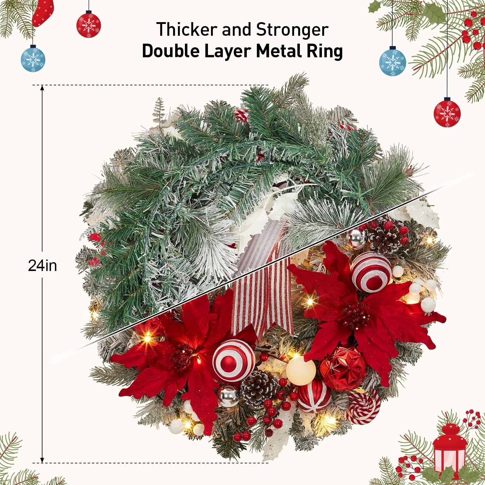 Qeetex JXNAG-PHO-15L47GOI Artificial-Christmas-Wreaths - View #2