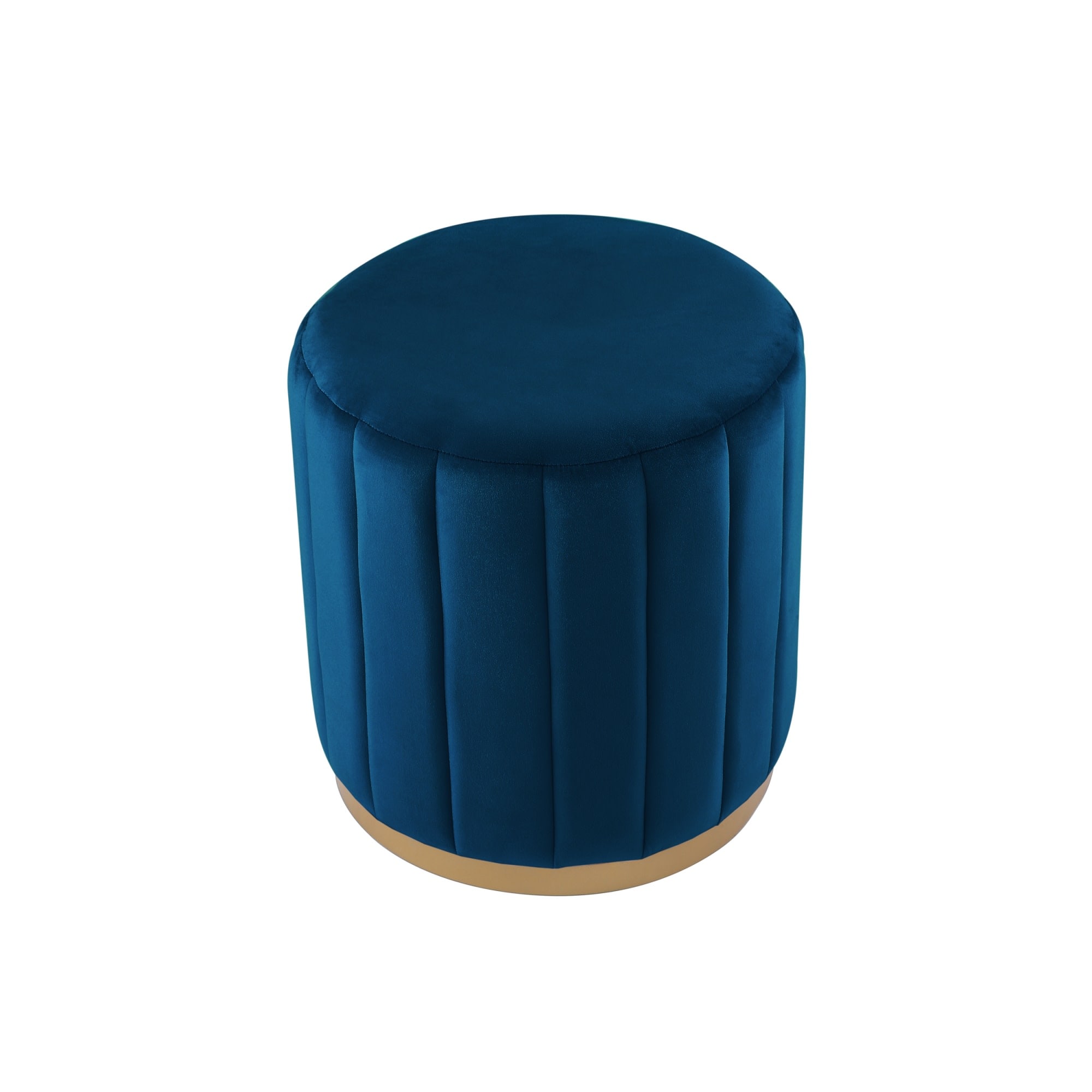 Nicole Miller NON135-02NG-LS Mohit Modern Navy/Gold Velvet Round Ottoman