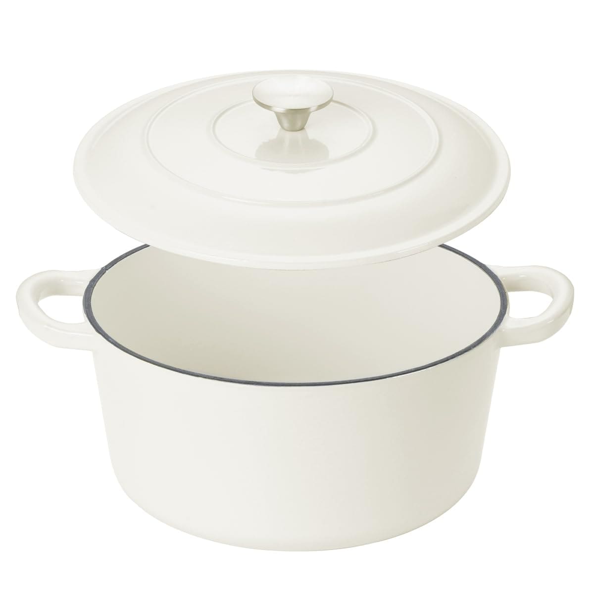 Aoibox  7 qt Enameled Cast Iron Round Dutch Oven Stock Pot in White with Lid Nonstick for Sourdough Bread Baking
