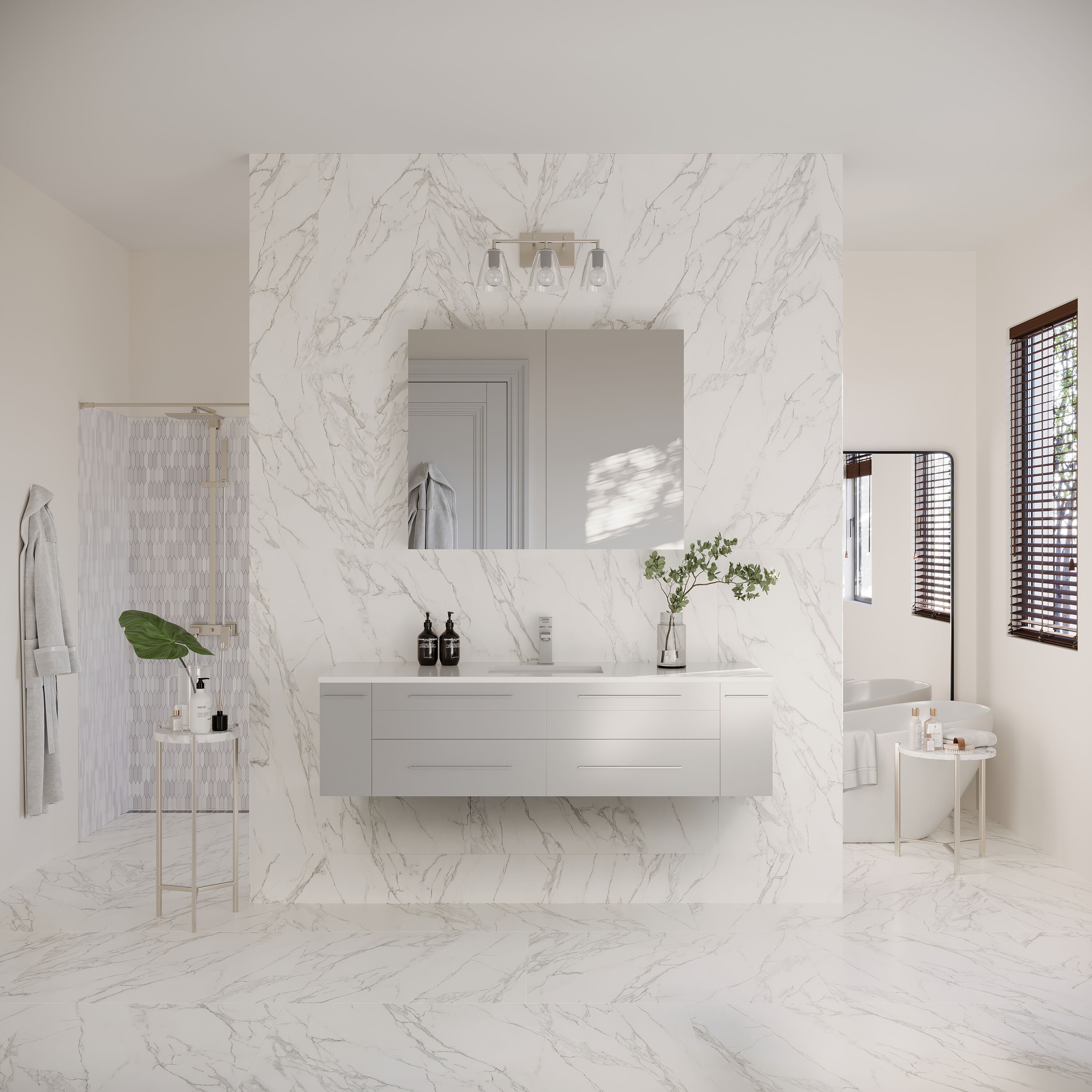 Fresca FVN6160GR-UNS Lucera 60-in Gray Undermount Single sink Floating Bathroom Vanity with White Quartz Top