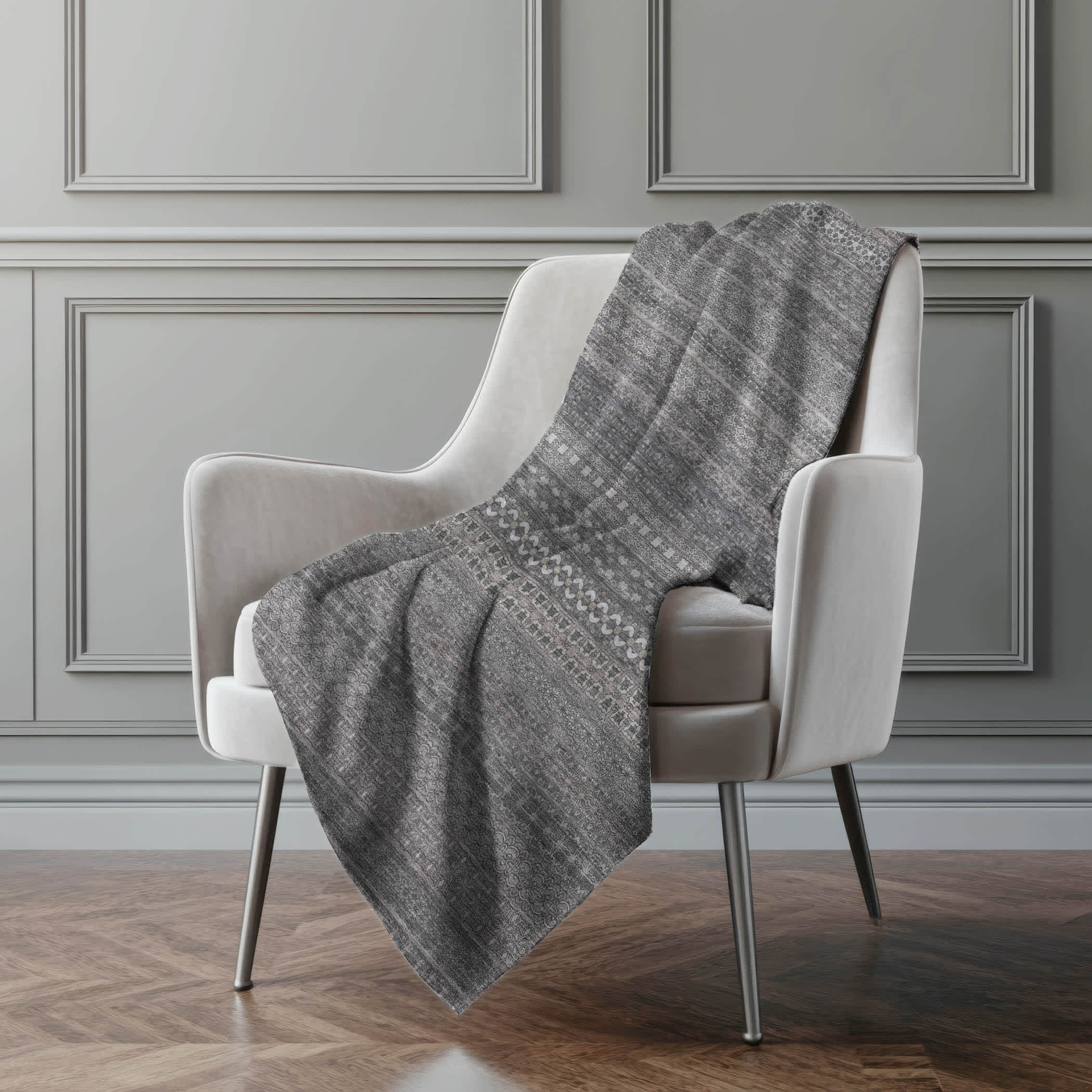 Addison Rugs Premium Machine Washable Addison ASB527 Gray 50 x 70 inches Sherpa Throw Blanket