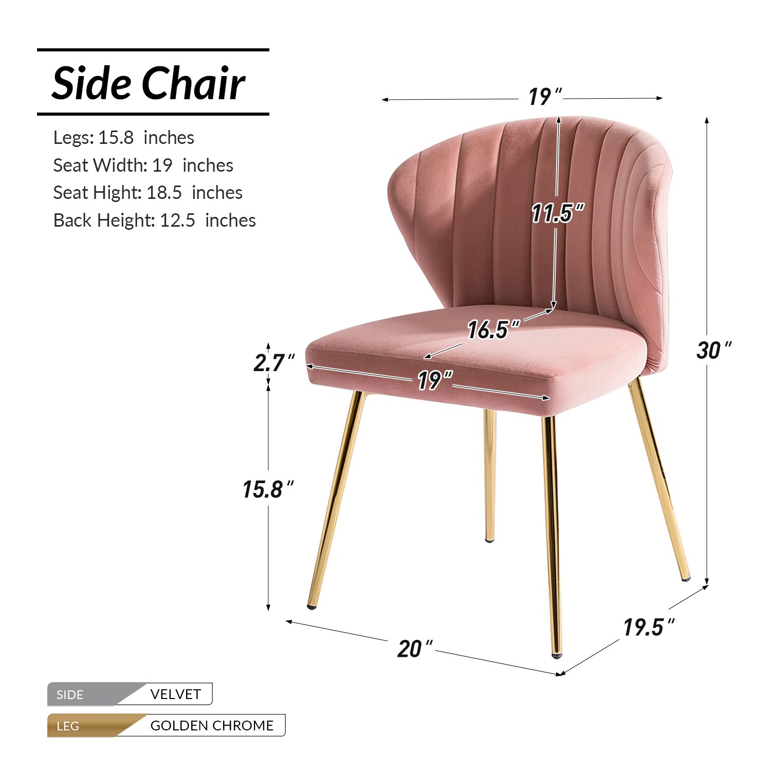 14 Karat Home CHM0011-S2-PINK chairs - View #9