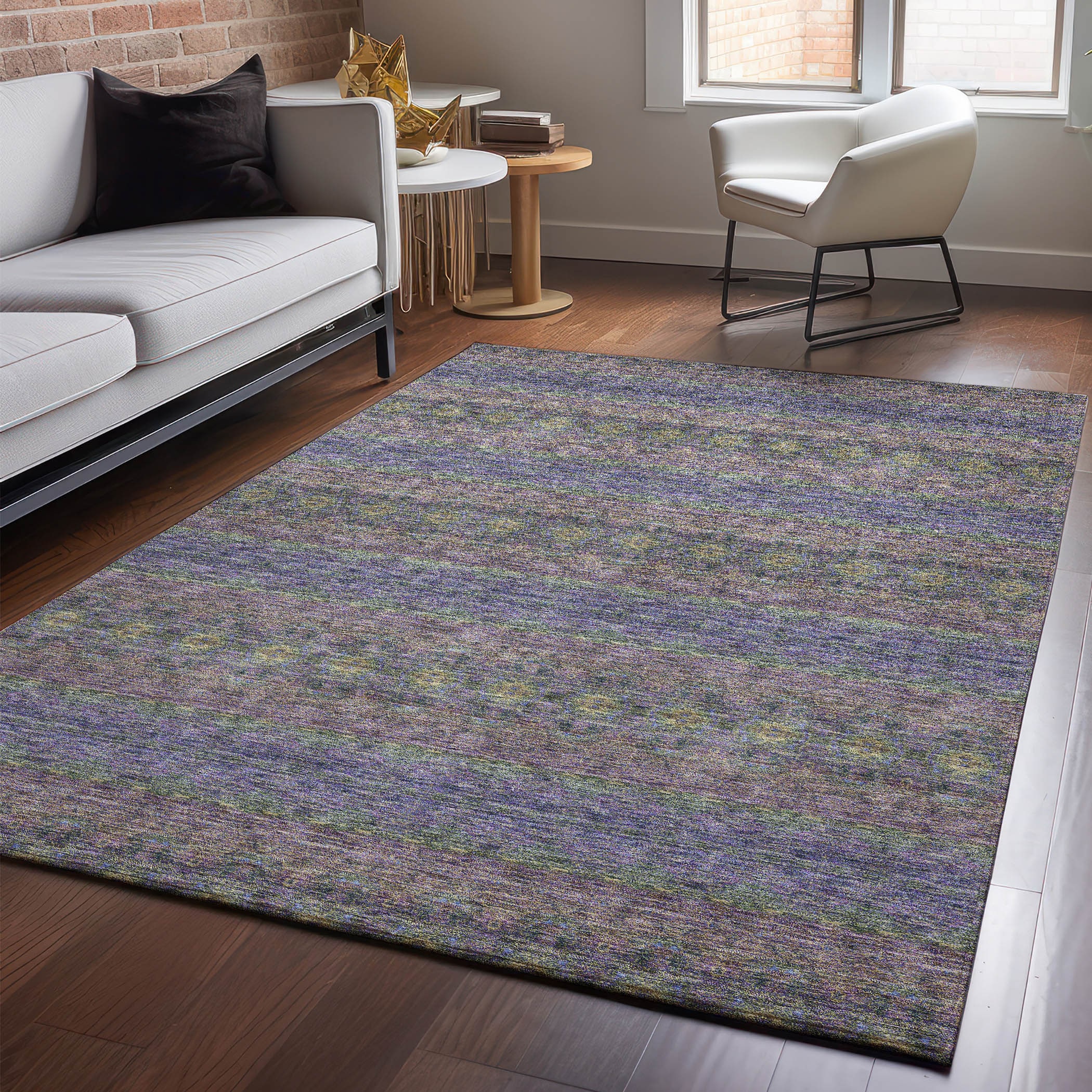Addison Rugs AMF615PP9X12 Mayfield AMF615PP 9 x 12 (ft) Loomed Polyester Purple Rectangular Indoor Geometric Machine washable Area rug