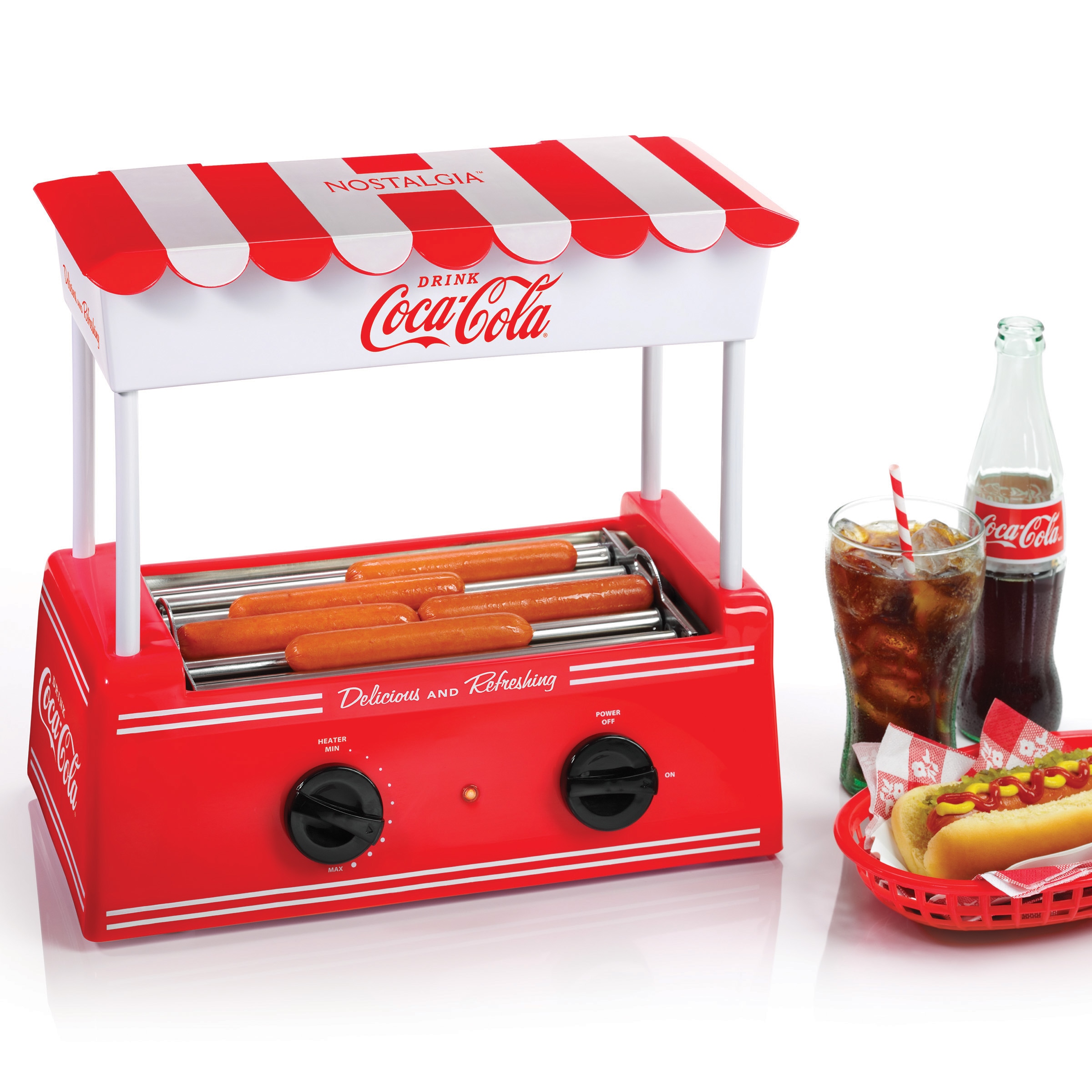 Nostalgia Retro Series 4-Slice Red Hot Dog and Bun Toaster with