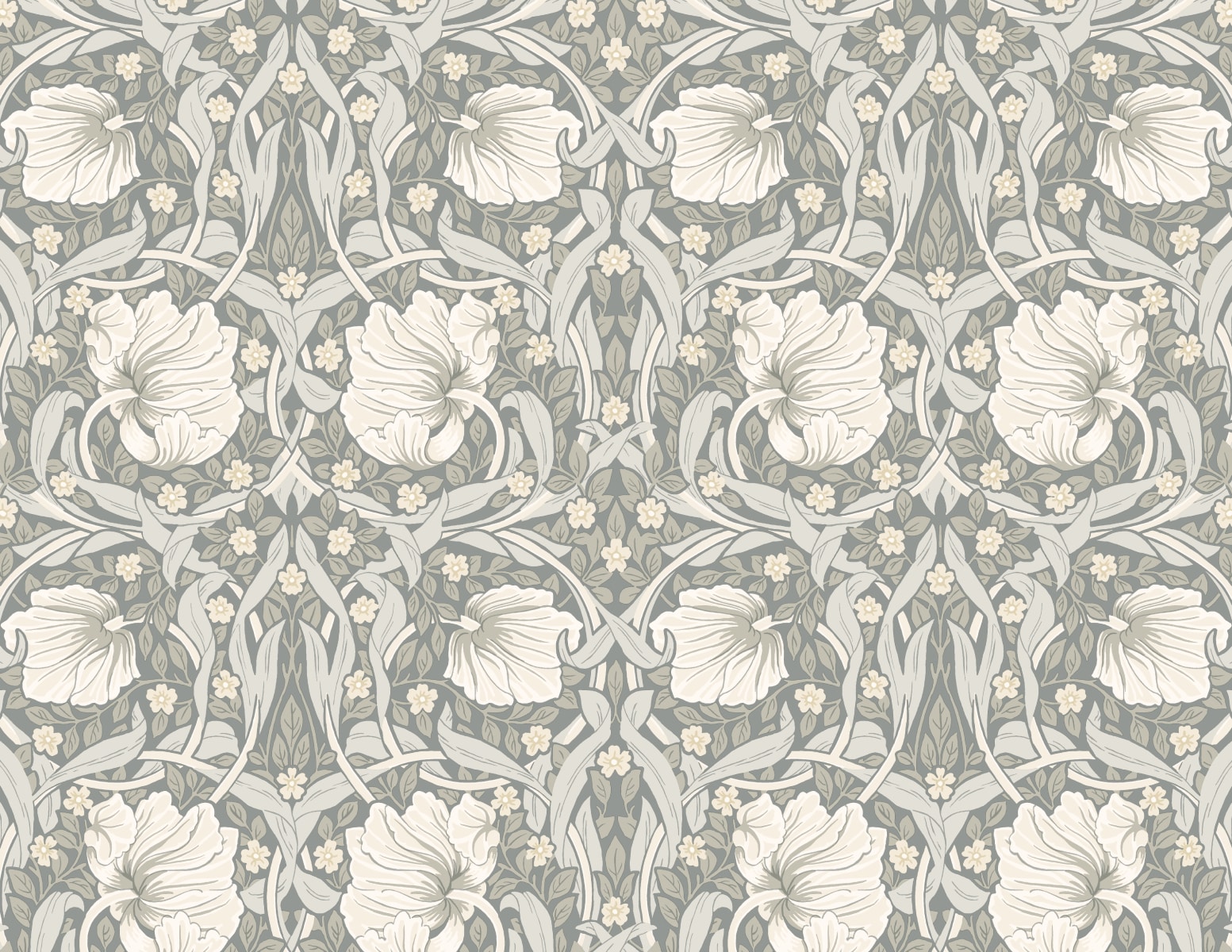 Alloy Grey and Alabaster Floral Vinyl Peel and Stick Wallpaper