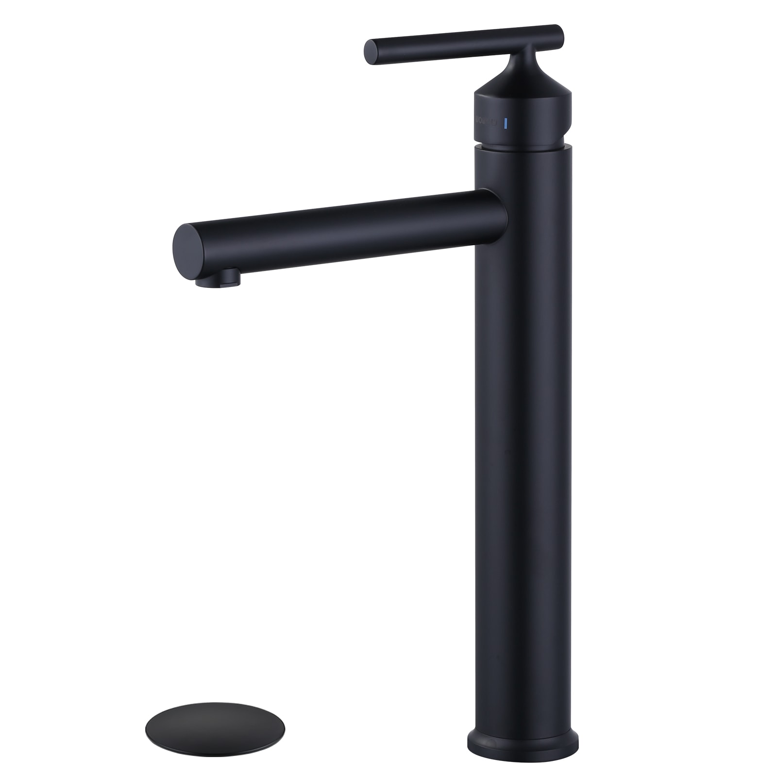 WOWOW Vessels Matte Black Single Hole 1Handle Bathroom Sink Faucet in