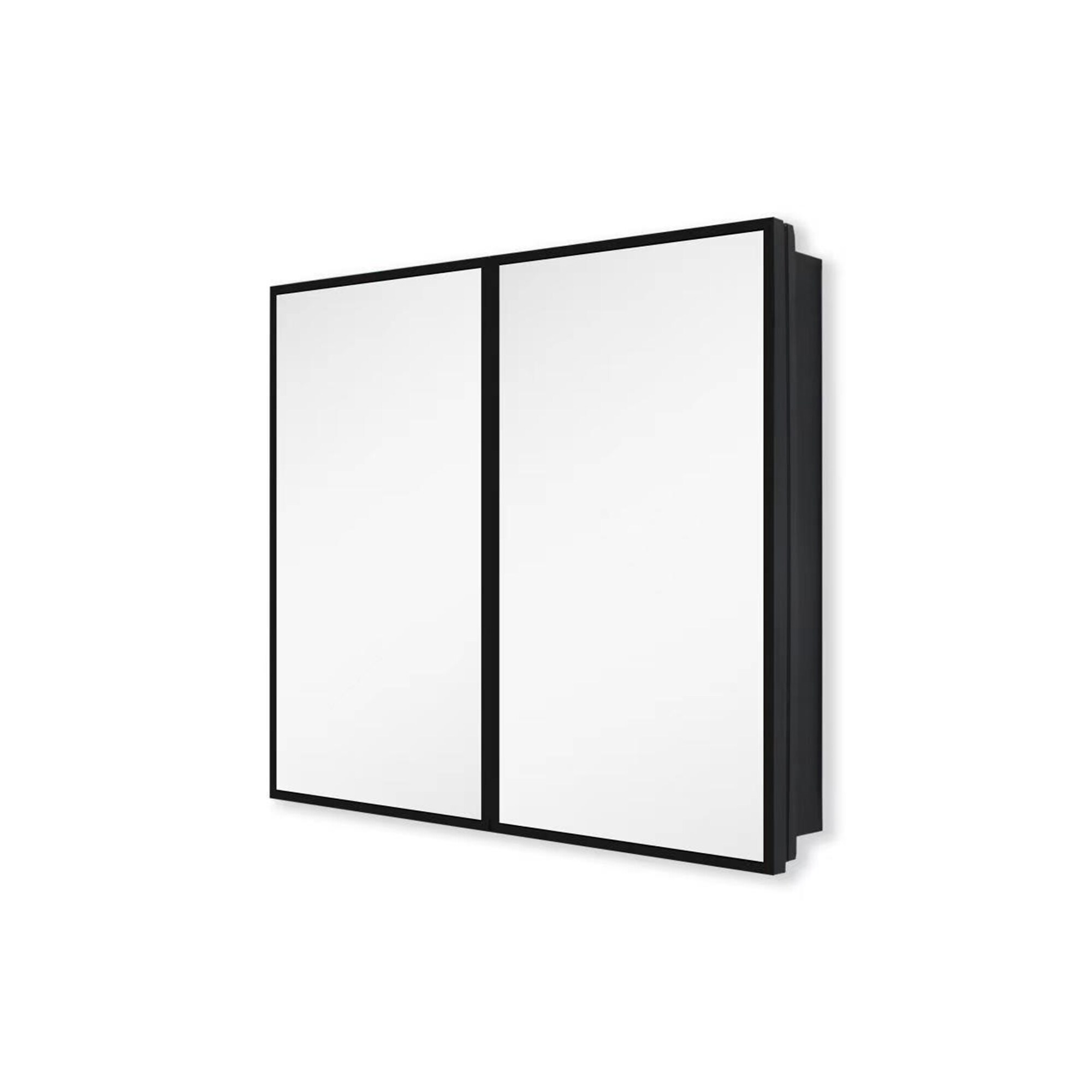 SINOFURN SYD530010BK 30-in x 26-in Surface/Recessed Mount Black Mirrored Rectangle Soft Close Medicine Cabinet
