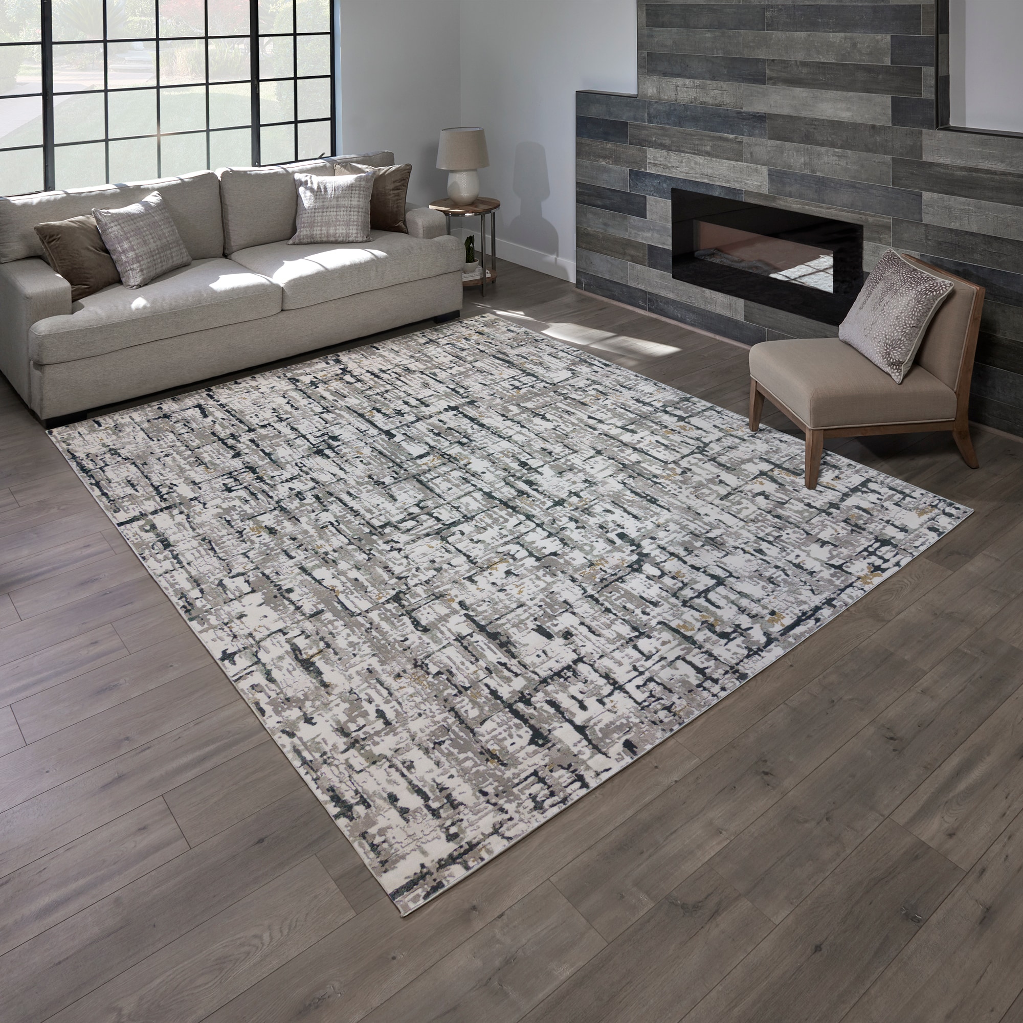 GERTMENIAN 19832 Quattro Lhasa 6 x 9 (ft) Loomed Polyester Lhasa Gray Rectangular Indoor Abstract Area rug