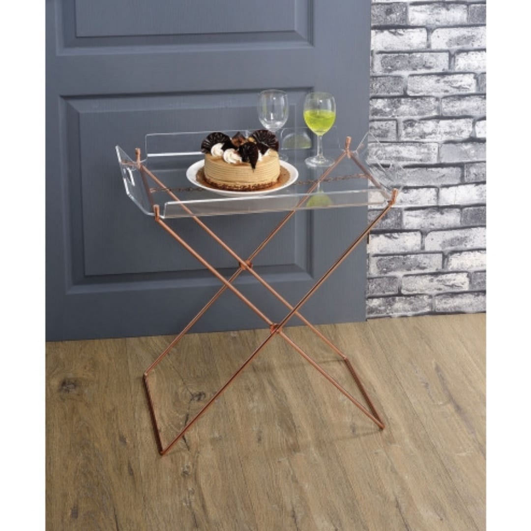 ZAKLOOP WU98189 16-in W x 22-in H Gold Acrylic Rectangular Modern End Table Assembly Required
