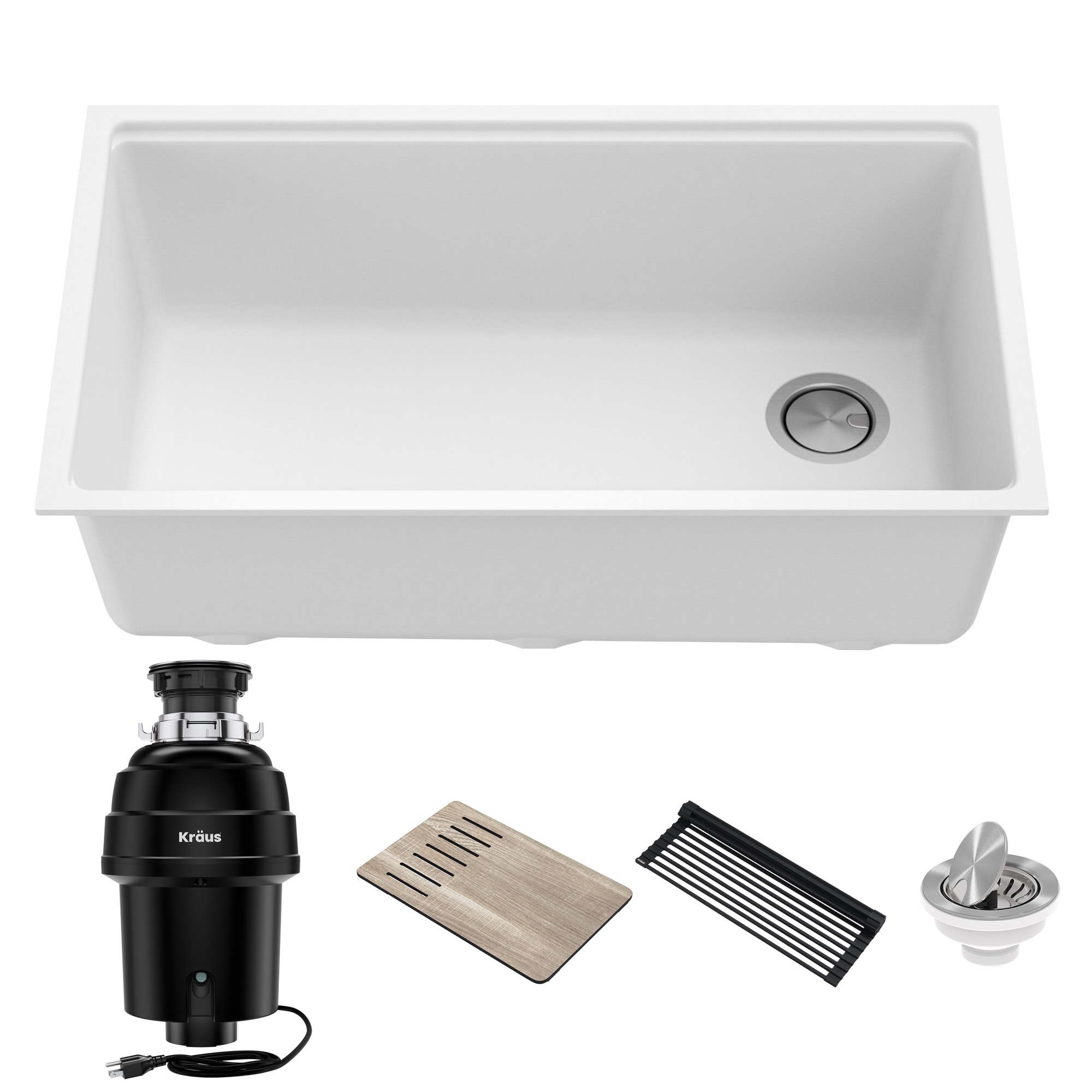 Kraus KGUW1-33WH-100-100 Bellucci Undermount 32-Inches x 19-Inches Granite Single bowl Workstation Kitchen Sink