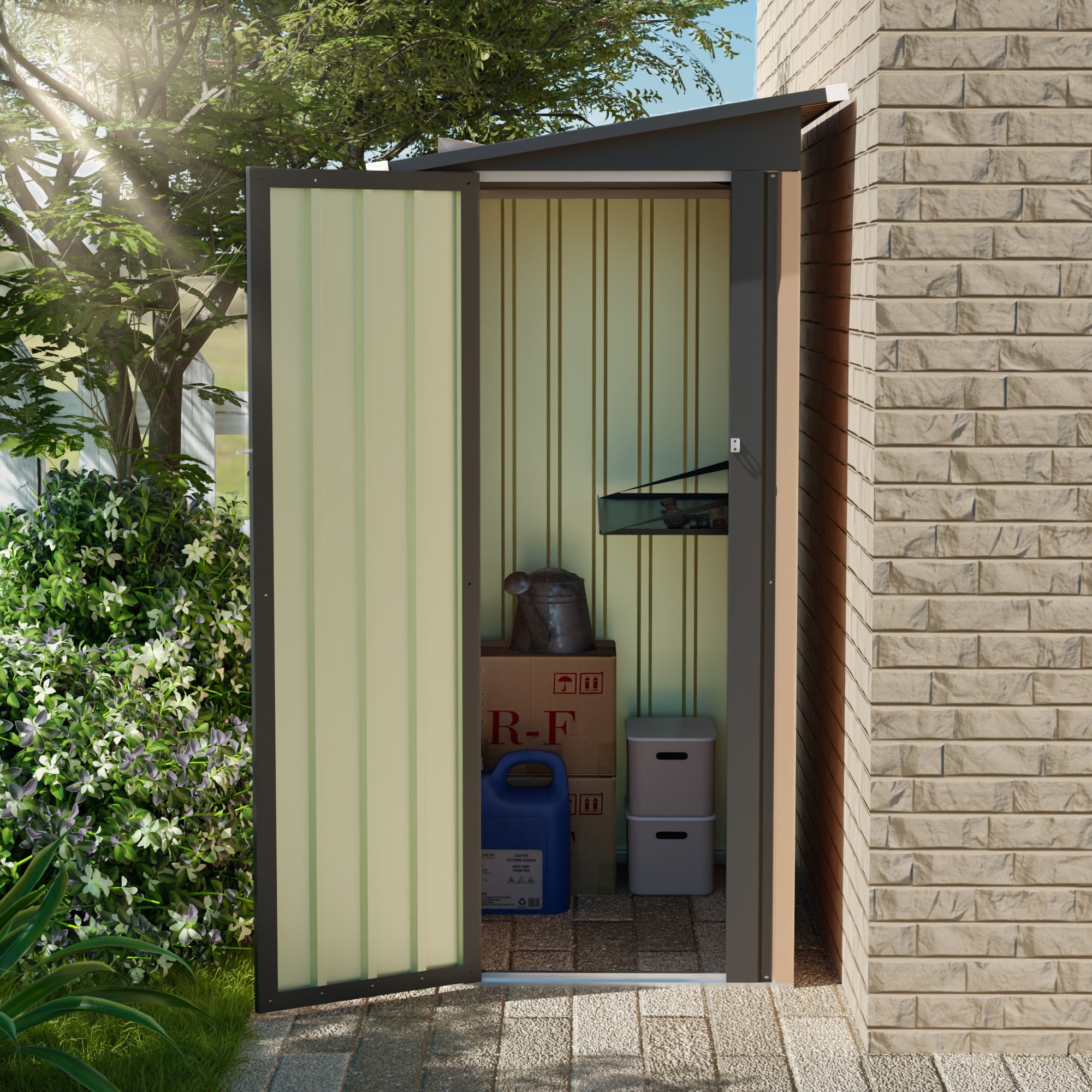 Flynama - 2.92-ft x 4.75-ft Galvanized steel Metal Storage Shed