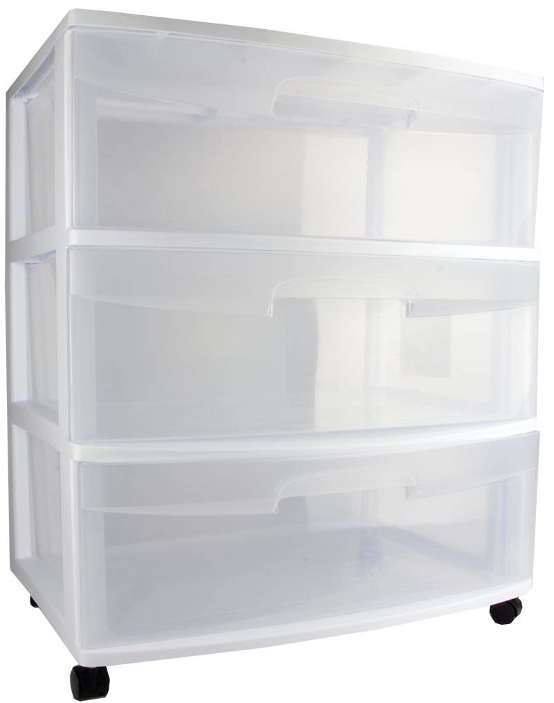3 Drawer Plastic Storage Drawers Containers Clear Rack Cabinet Organizer  White