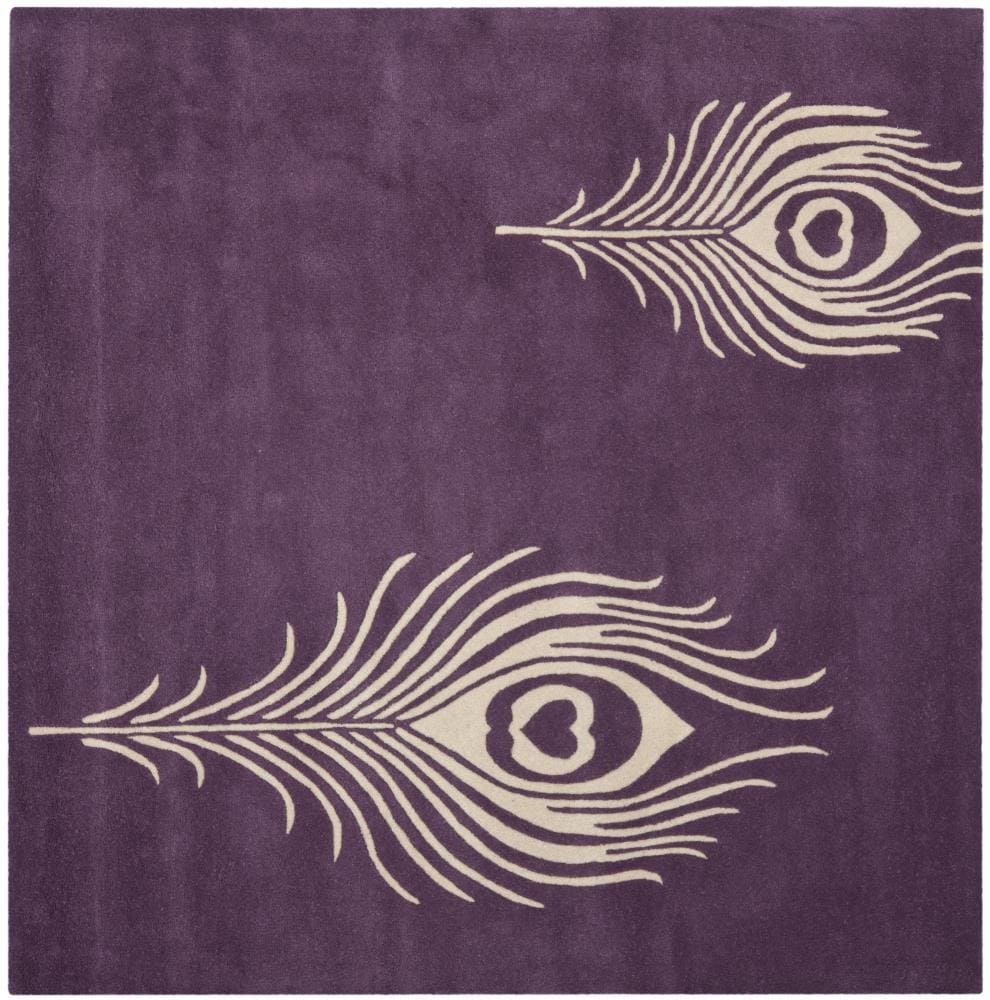 Safavieh SOH704A-6SQ Soho Pinion 6 x 6 (ft) Tufted Wool Purple/Ivory Square Indoor Abstract Area rug