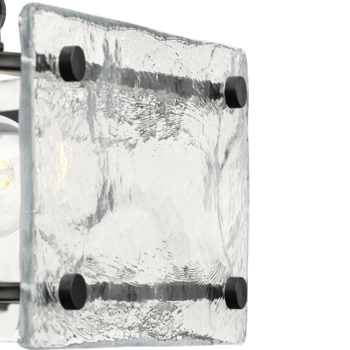 Rivera Matte Black 4-Light Chandelier with Textured Glass