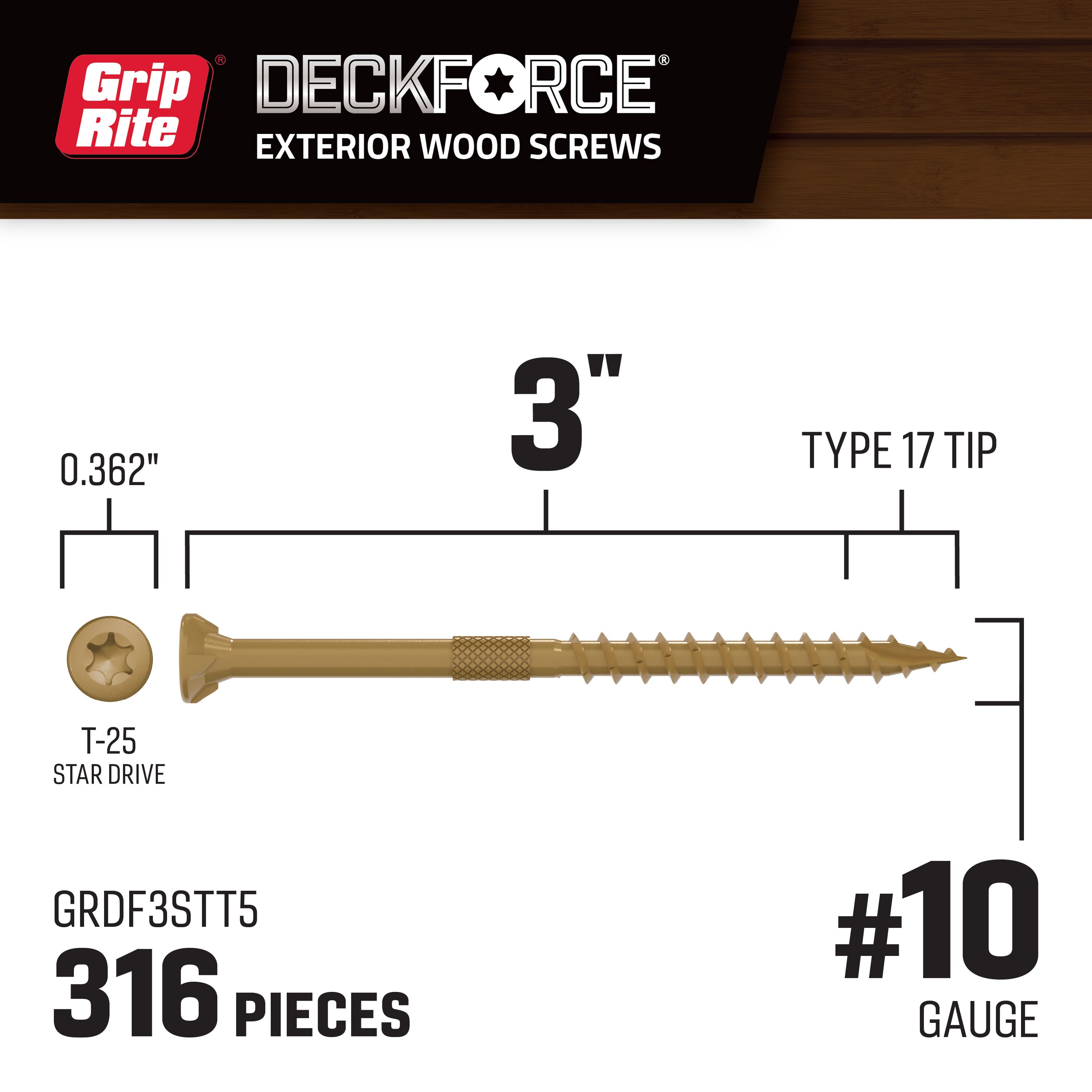 DeckForce by Grip Rite GRDF3STT5 Deck-Screws - View #2