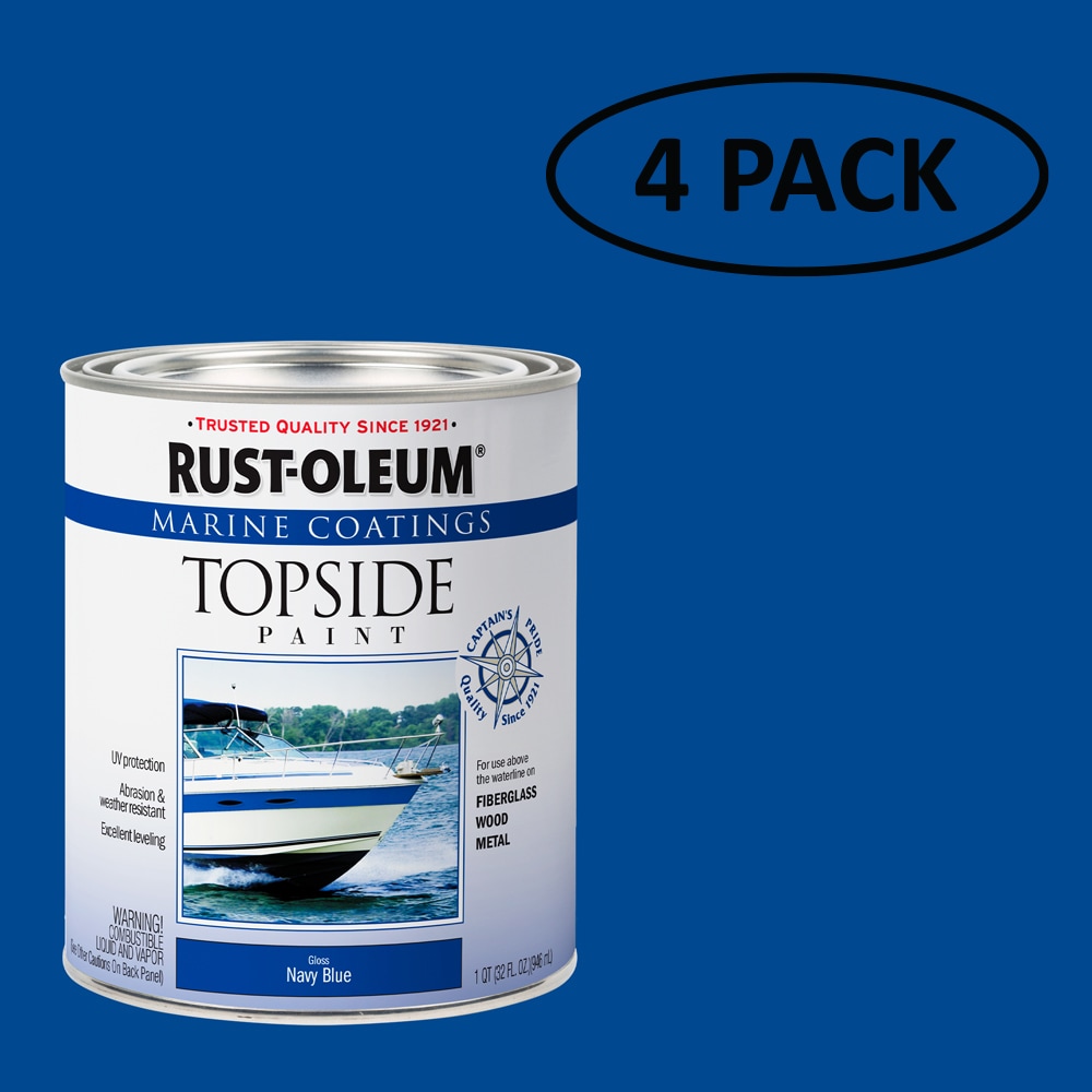 Rust-Oleum 207002SOS 4 -Pack Marine Coatings Topside Paint Gloss Navy Blue Oil-based Marine paint ( 1-quart )