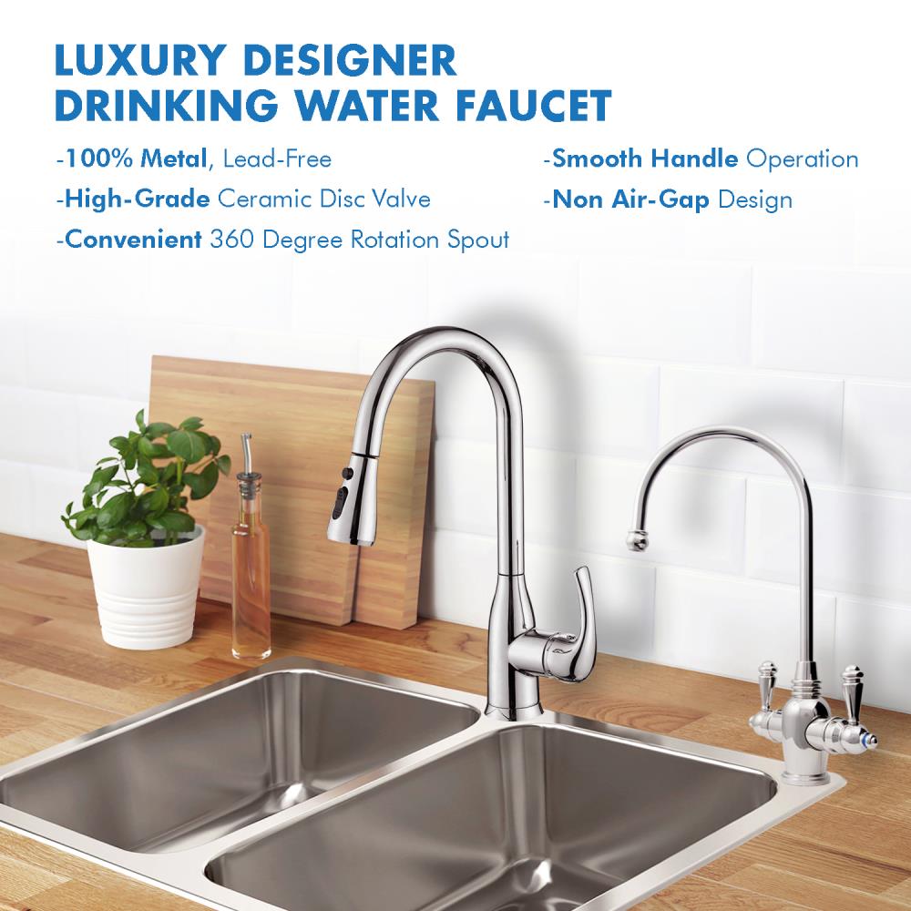 Chrome Dual Handle Hot and Cold Water Dispenser Faucet