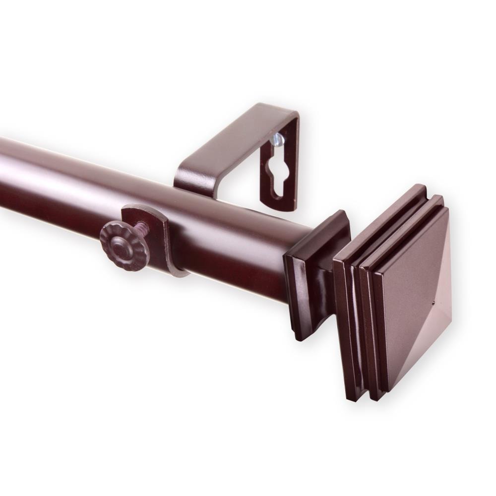 Hart & Harlow L100-36-286 Serenity 1-in 28-in to 48-in Mahogany Steel Single curtain rod with Finials