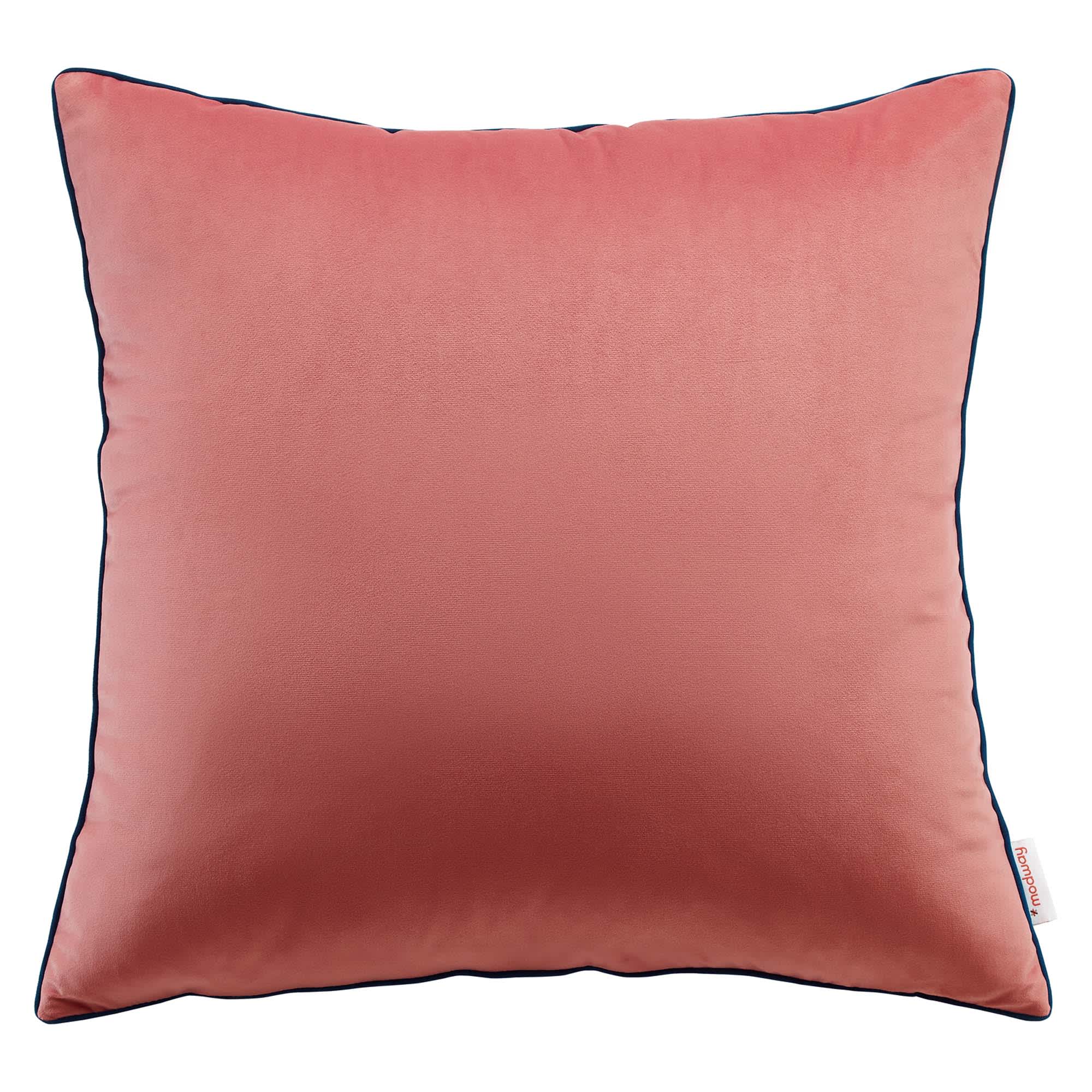 Modway  Accentuate 24-in Performance Velvet Throw Pillow in Blossom Navy