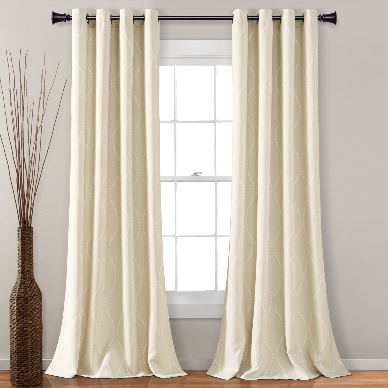 Lush Decor 21T011285 84-Inches Neutral Geometric Light filtering Grommet Curtain panel pair