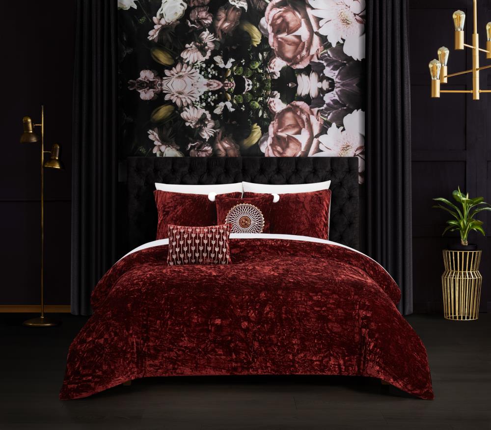 Chic Home Design Alianna 9-Piece Burgundy Queen Comforter Set in the  Bedding Sets department at