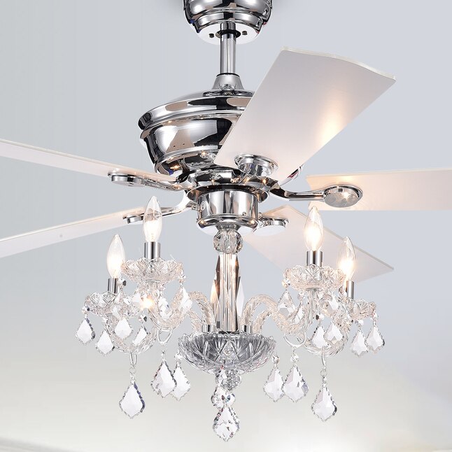 Home Accessories Inc 52-in Chrome Indoor Chandelier Ceiling Fan with Light  Remote (5-Blade) in the Ceiling Fans department at Lowes.com