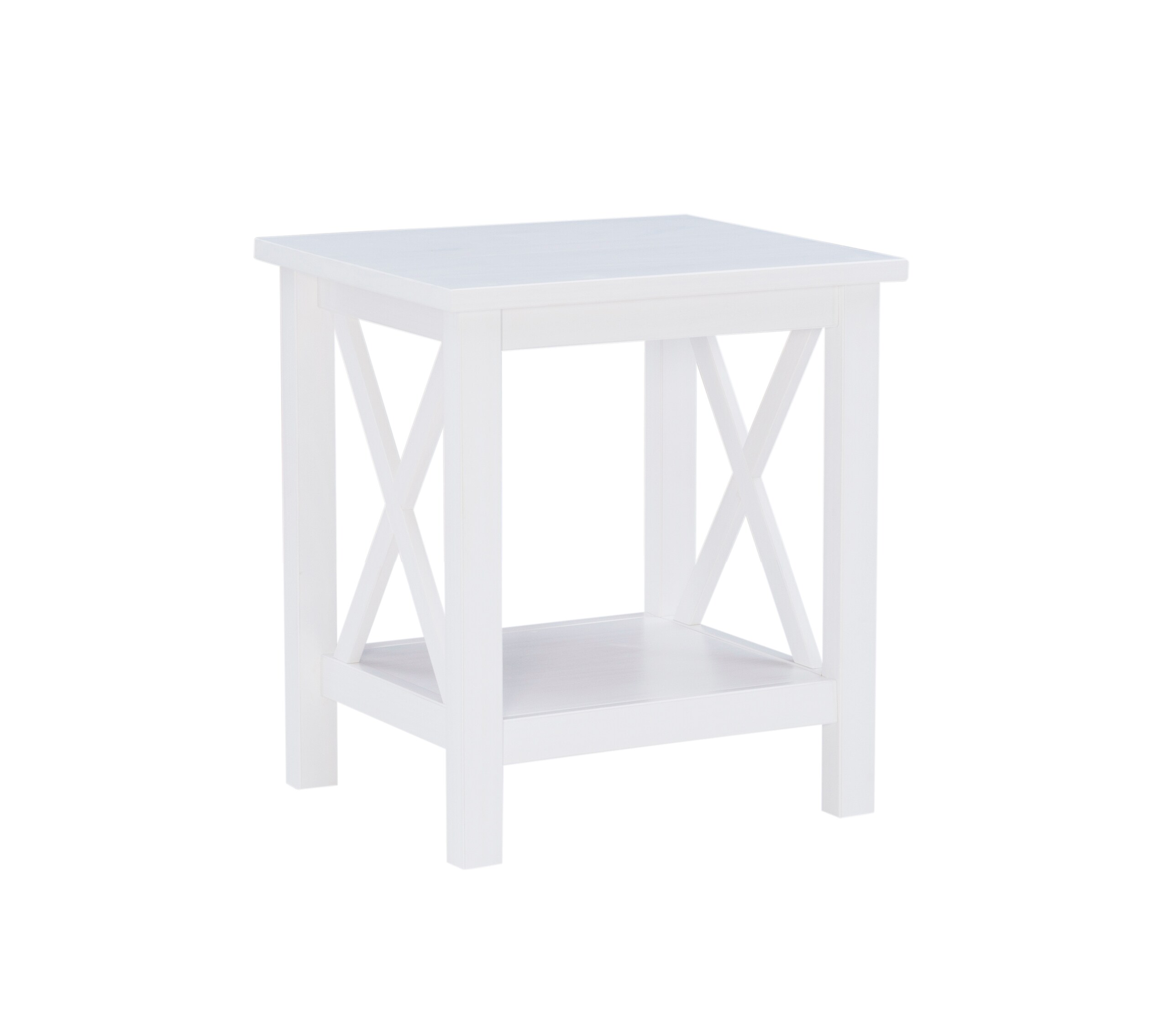 Linon LOWES1548 20-Inches W x 22-Inches H White Wood Square Farmhouse End Table Assembly Required