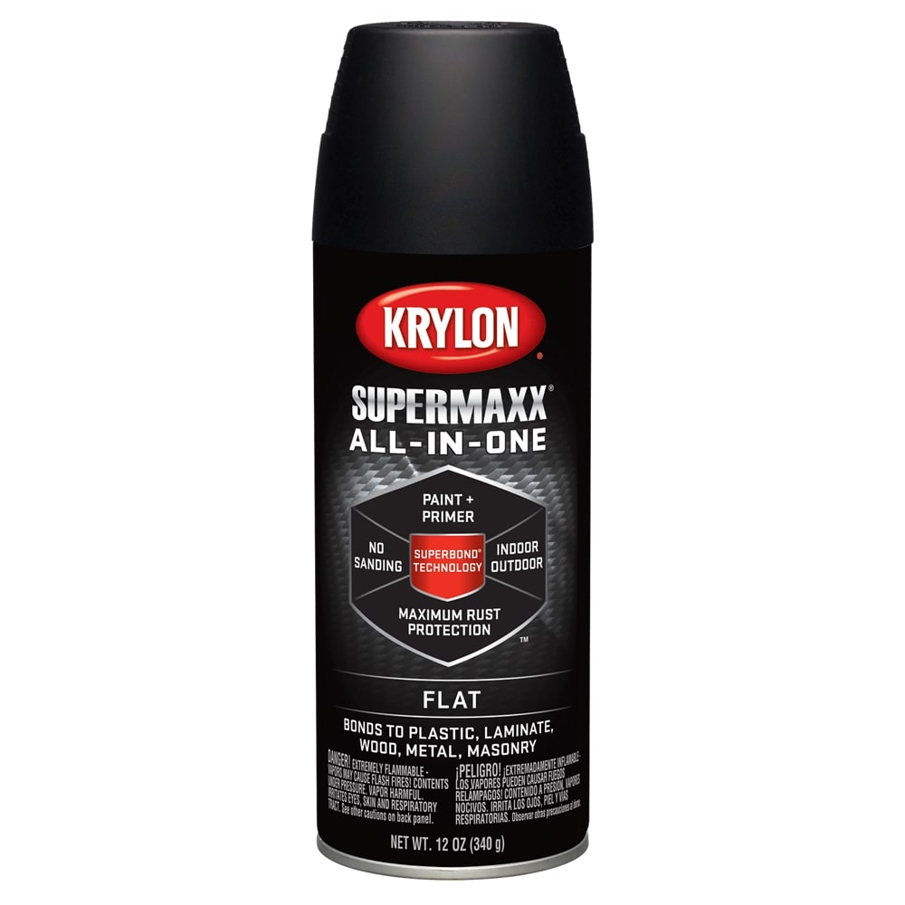 Krylon Flat Black Spray Paint and Primer In One (NET WT. 12-oz) at ...