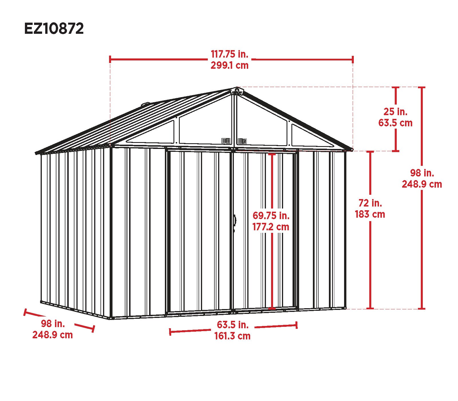 Arrow EZ10872HVCC Metal-Storage-Buildings-Sheds - View #3