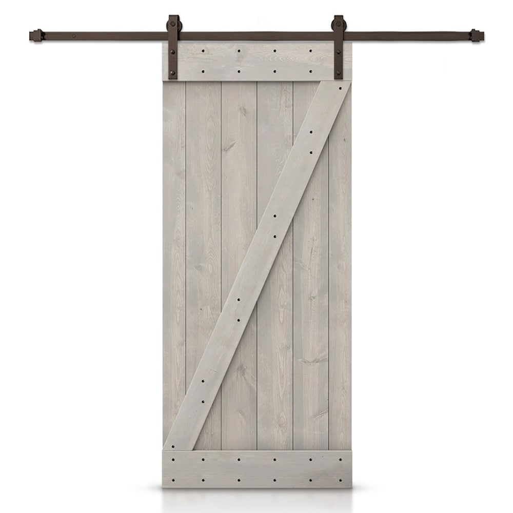 CALHOME S11-AB-96+B40SVG 40-in x 84-in Silver Gray Knotty pine Wood Solid core Single Barn Door (Hardware Included)