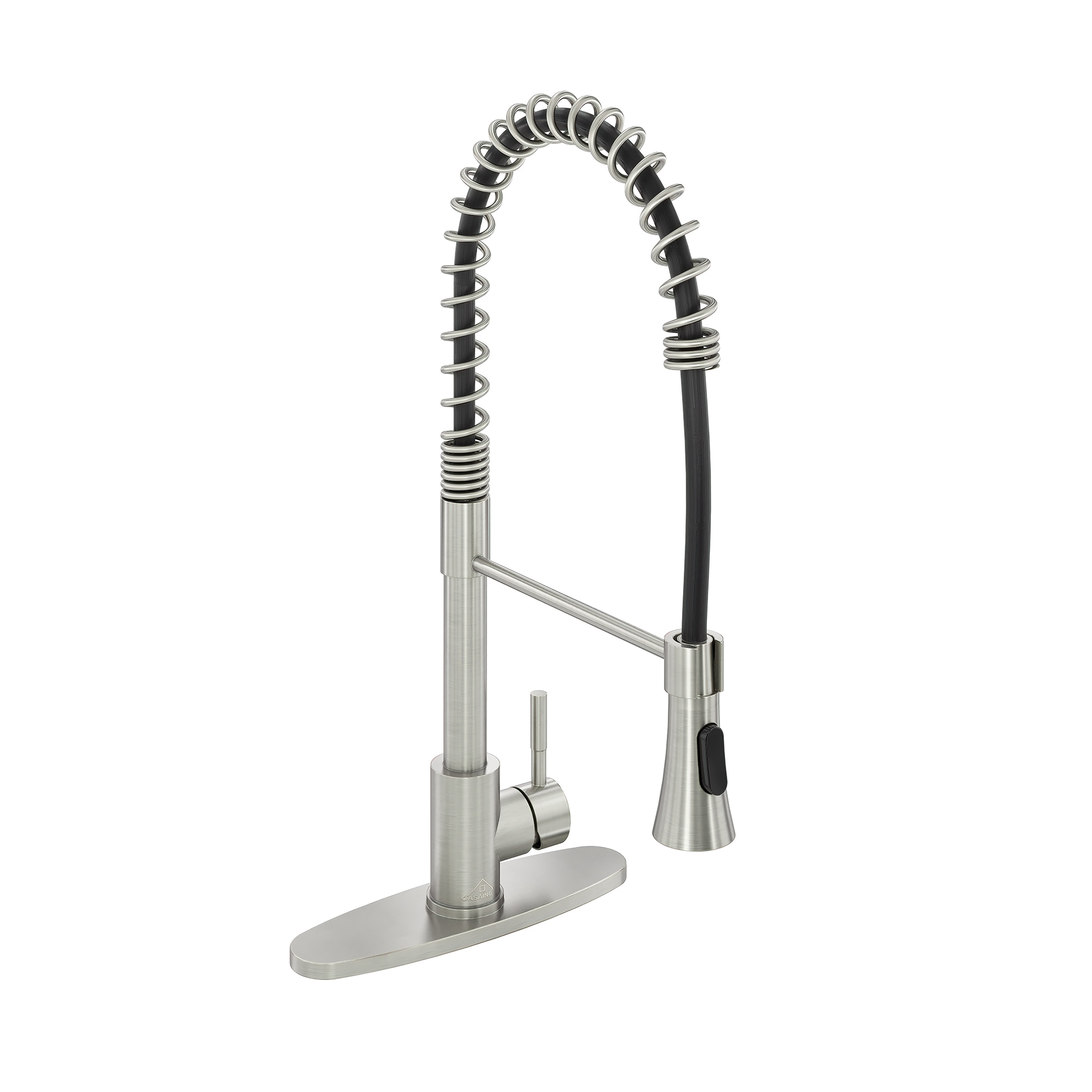 Mondawe OR-403NSF-DG Brushed Nickel Single Handle Deck-mount Pull-out Kitchen Faucet with Sprayer ( Deck Plate Included )