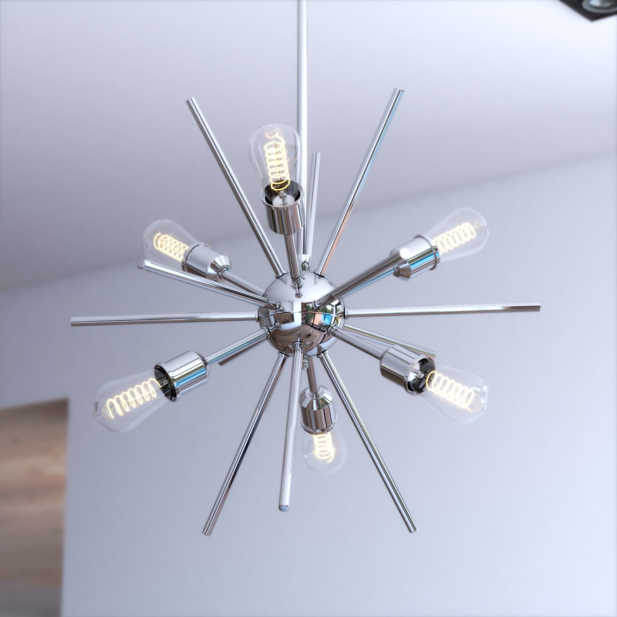 Cascadia Estelle 6 -Light Polished Nickel Mid-century Sputnik Medium Hanging Pendant Light
