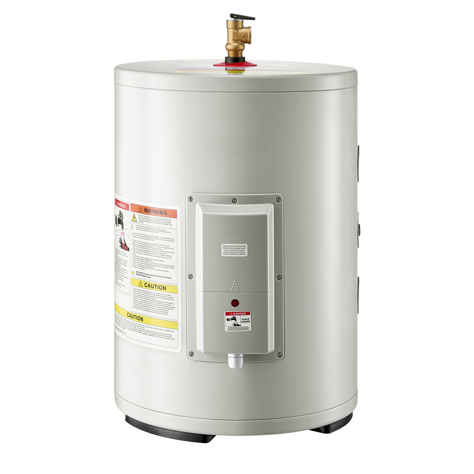 GIVIMO 12-Gallon Electric Tank Water Heater 1600-W Point-of-Use Hot Water Heater with LED Display Knob Control Side Outlet 120-V Storage Design T and P Valve and IPX4-Rated Housing for Small Apartments Studios and Remote Water Points Gray