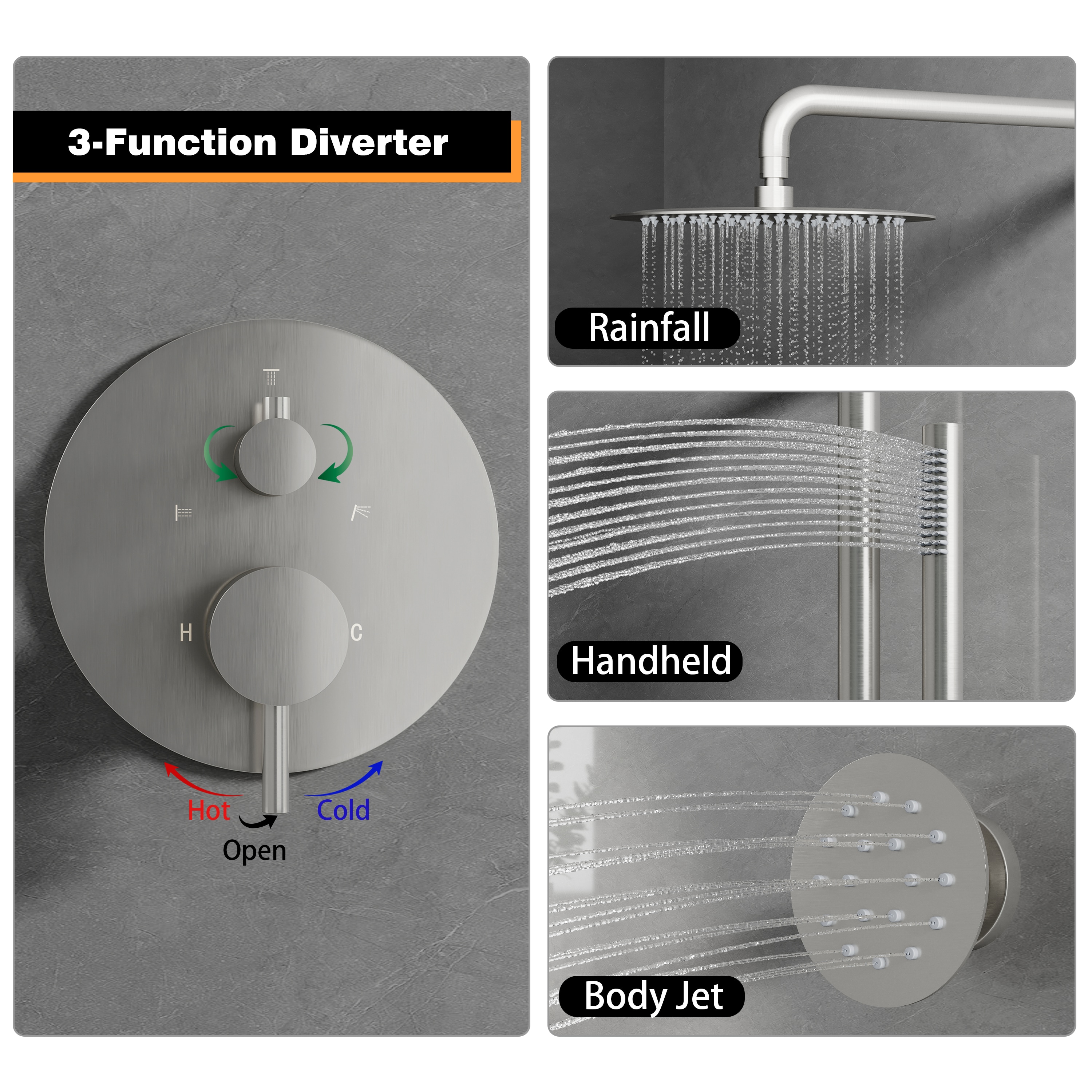 WELLFOR CR-P-10-2W02BN Showerhead-Bar-Panels - View #6