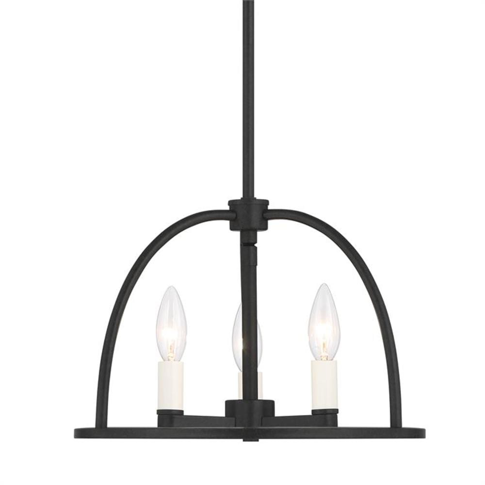 Crystorama ABB-3003-BK Abbott 3 -Light Matte Black Rustic For Use in Bedrooms, Dining Rooms, Foyers, Kitchens, Living Rooms Chandelier