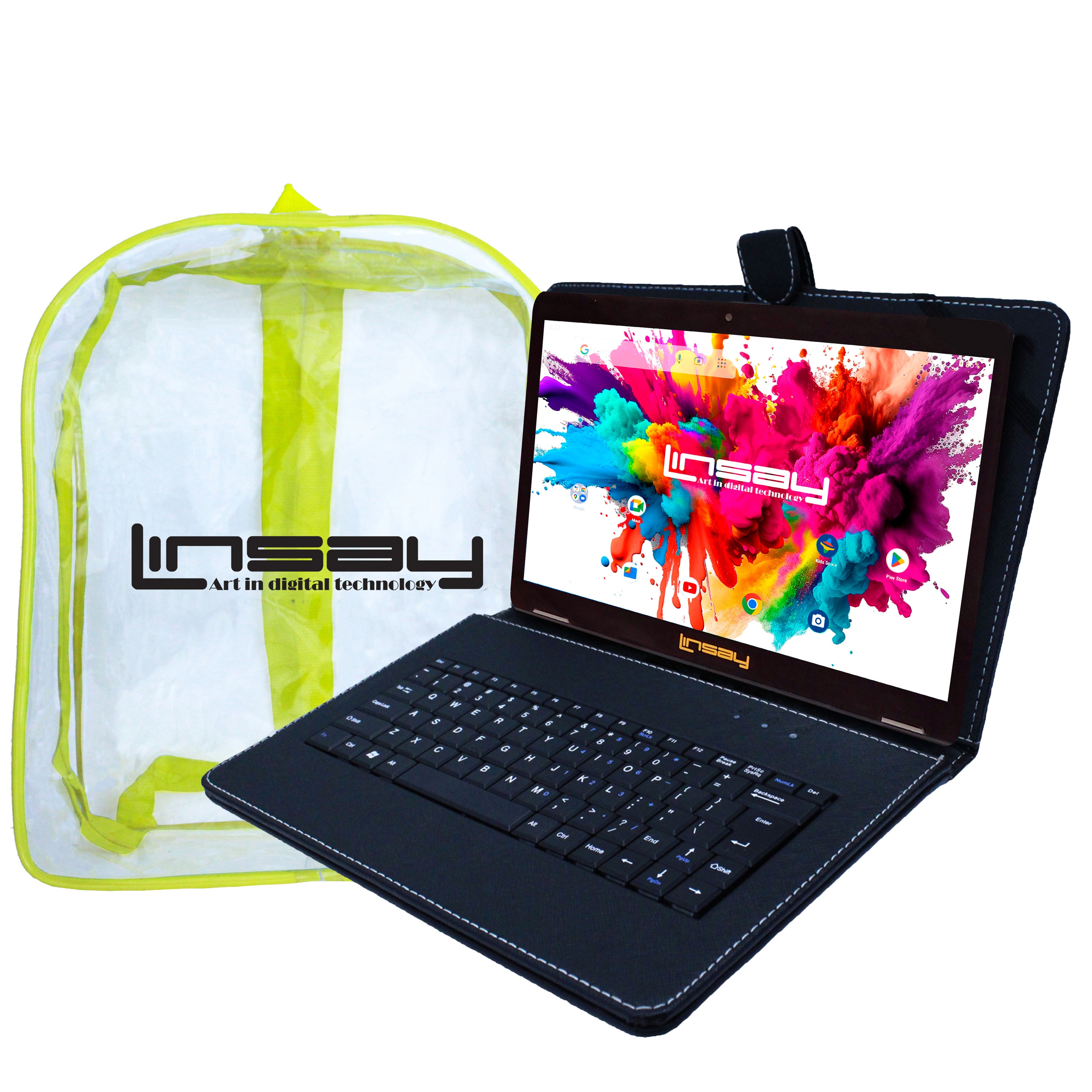 LINSAY F10XIPSCKBAGSD 10.1-in 128 Android 13 Bluetooth Wi-Fi Tablet with Case Included