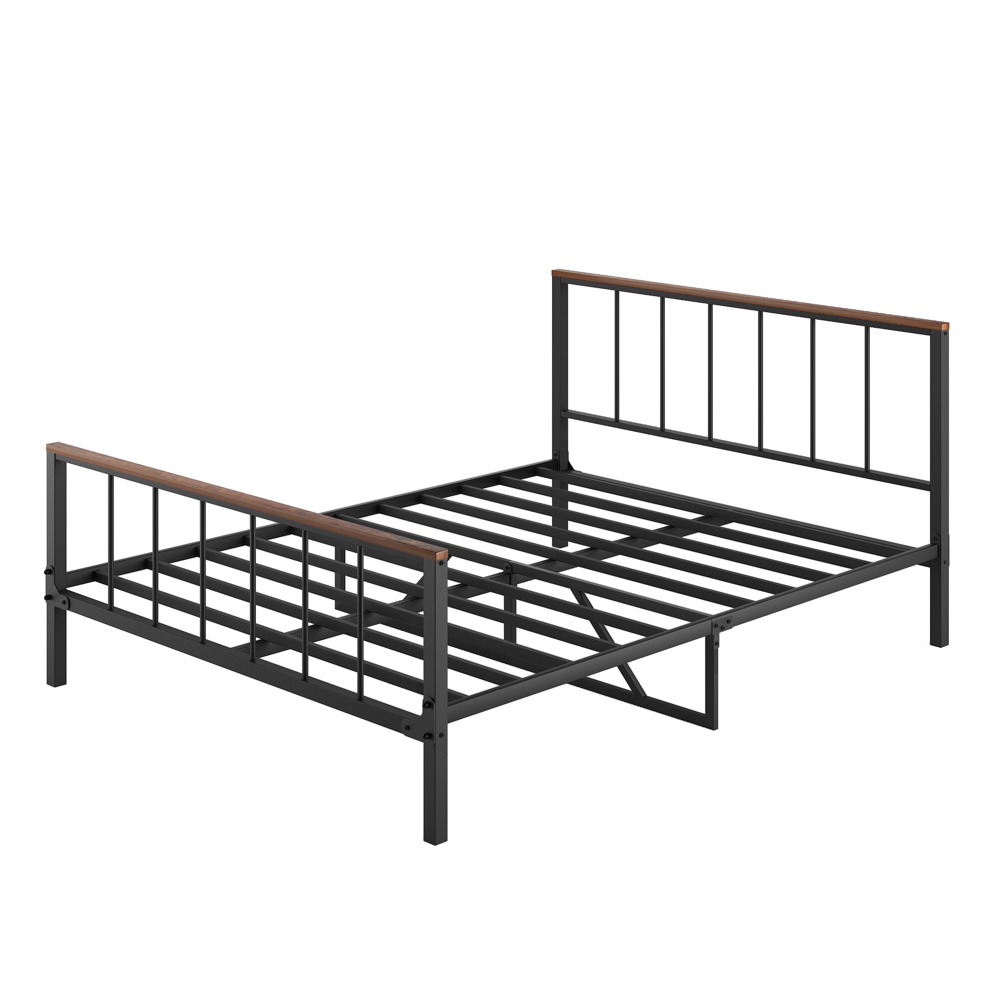 LETILY 18TD36R7 Queen Black Metal Bed Frame with Headboard