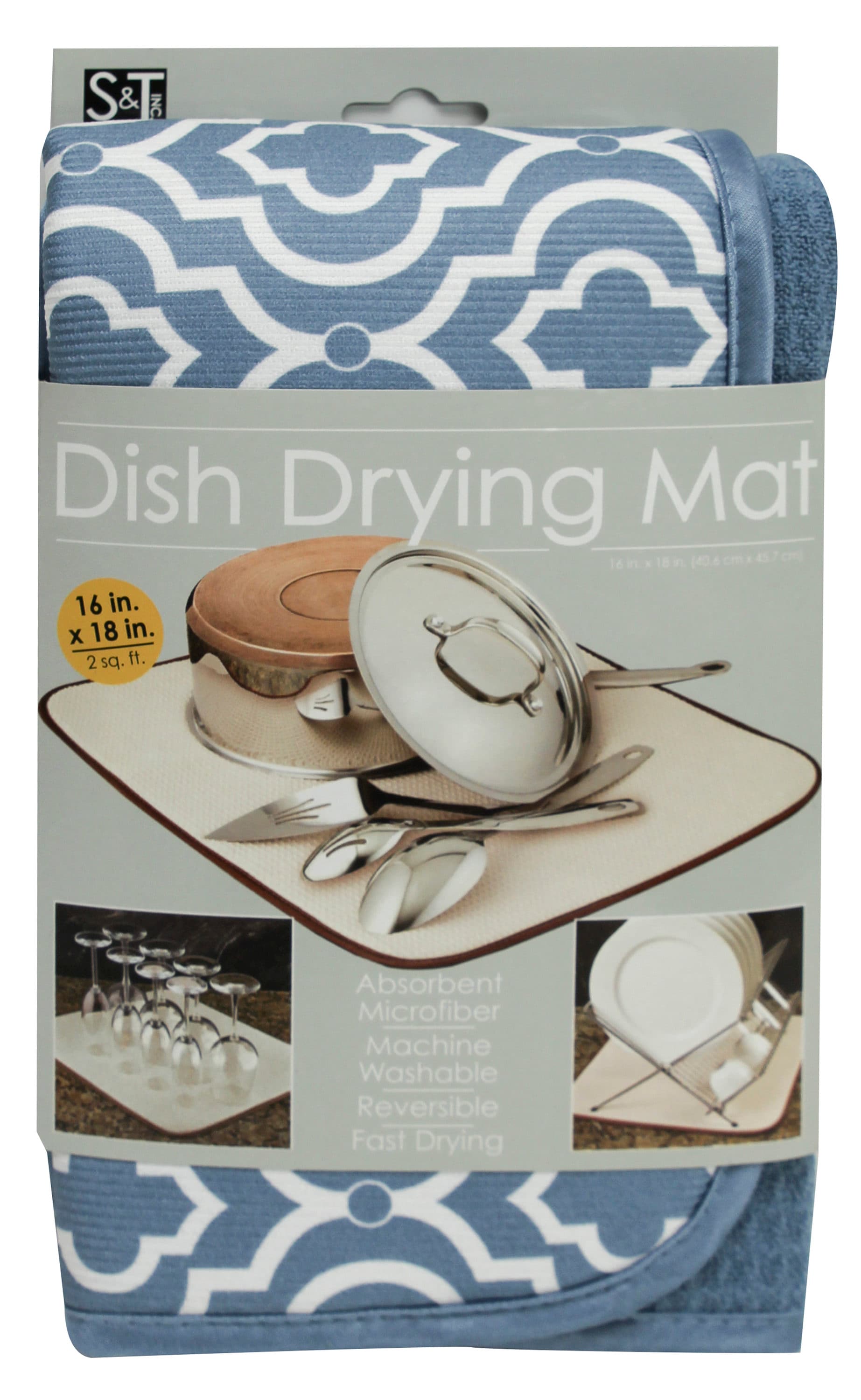 S&T INC. Dish Drying Mat for Kitchen, Absorbent, Reversible