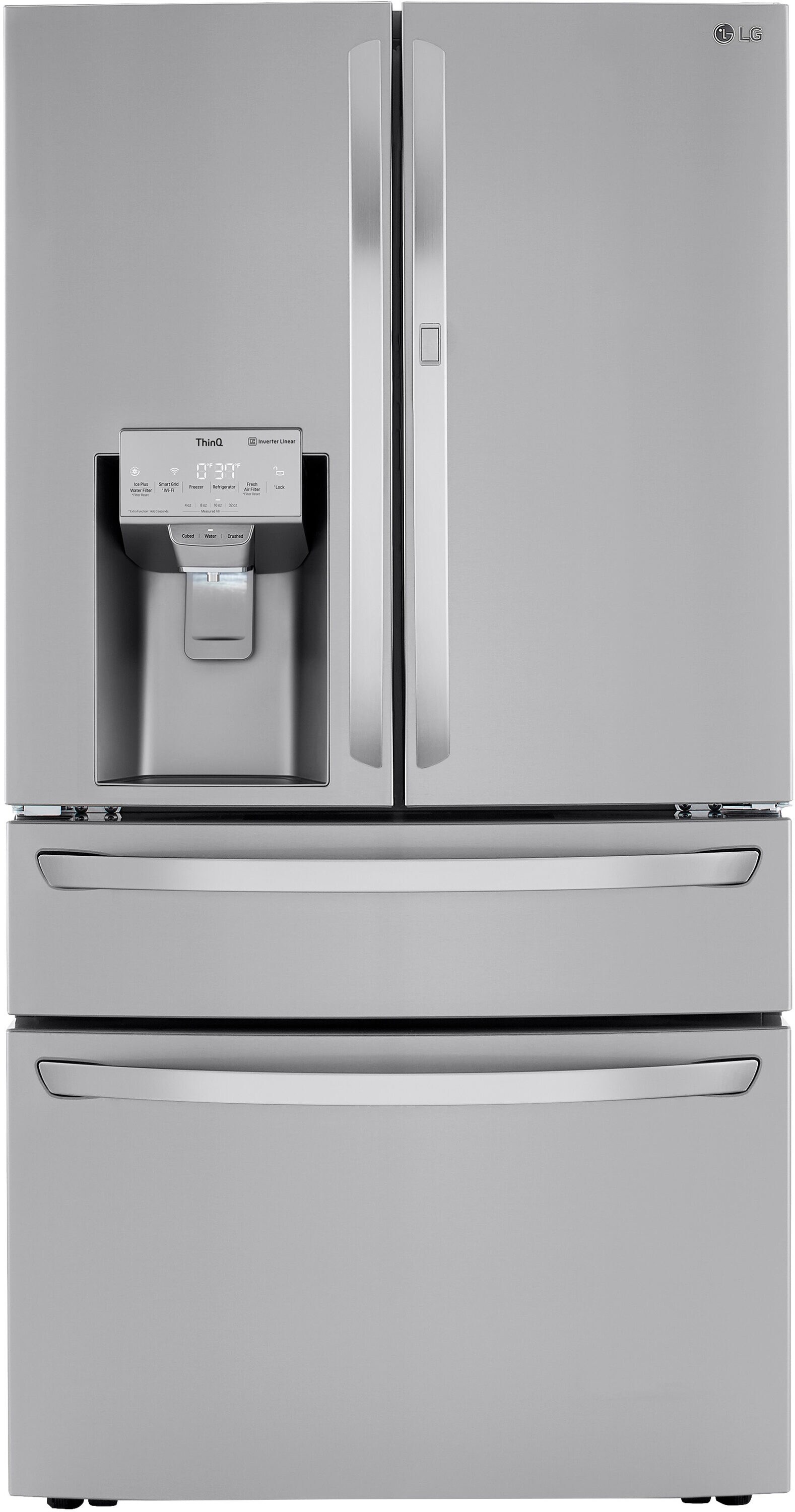 LG Counter-depth Craft Ice 22.5-cu ft 4-Door Smart French Door Refrigerator with Dual Ice Maker, Water and Ice Dispenser and Door within Door (Fingerprint Resistant) ENERGY STAR