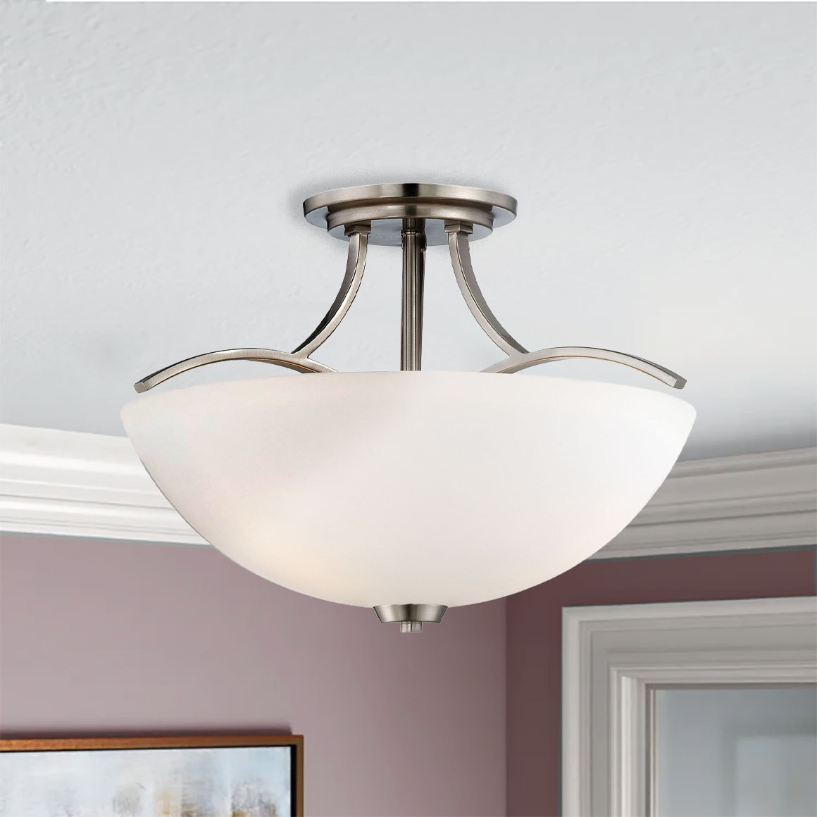 Minka Lavery 4962-84 Overland Park 3 -Light 16.5-in Brushed Nickel Semi Flush Mount Light
