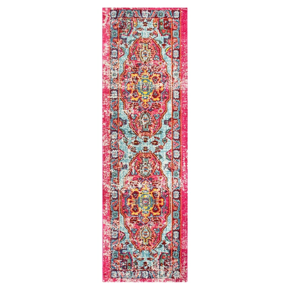 nuLOOM KKCB11A-26012 Corbett 3 x 12 (ft) Polypropylene Pink Rectangular Indoor Distressed/Overdyed Oriental Runner rug