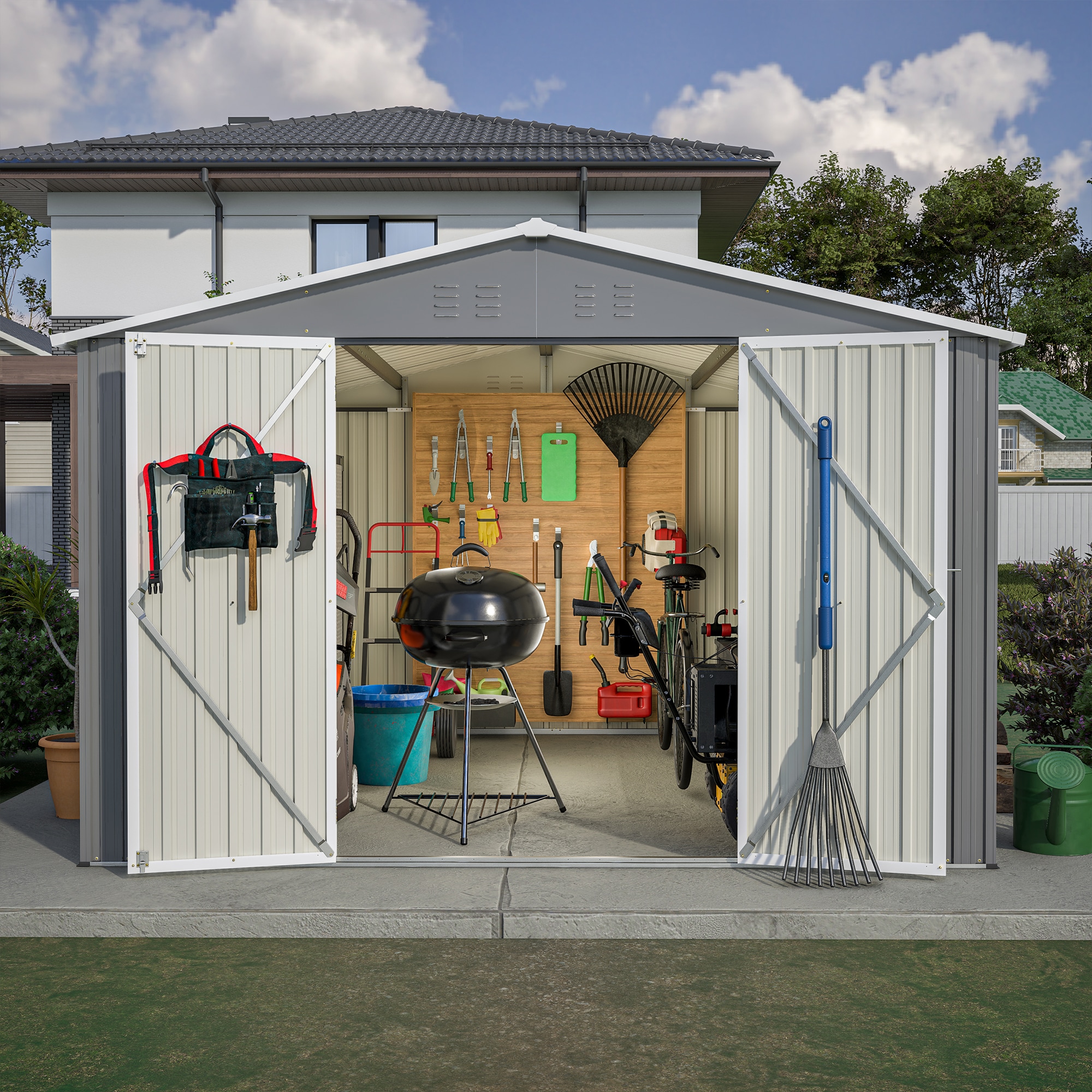 WELLFOR TWSG013-BN Metal-Storage-Buildings-Sheds - View #7