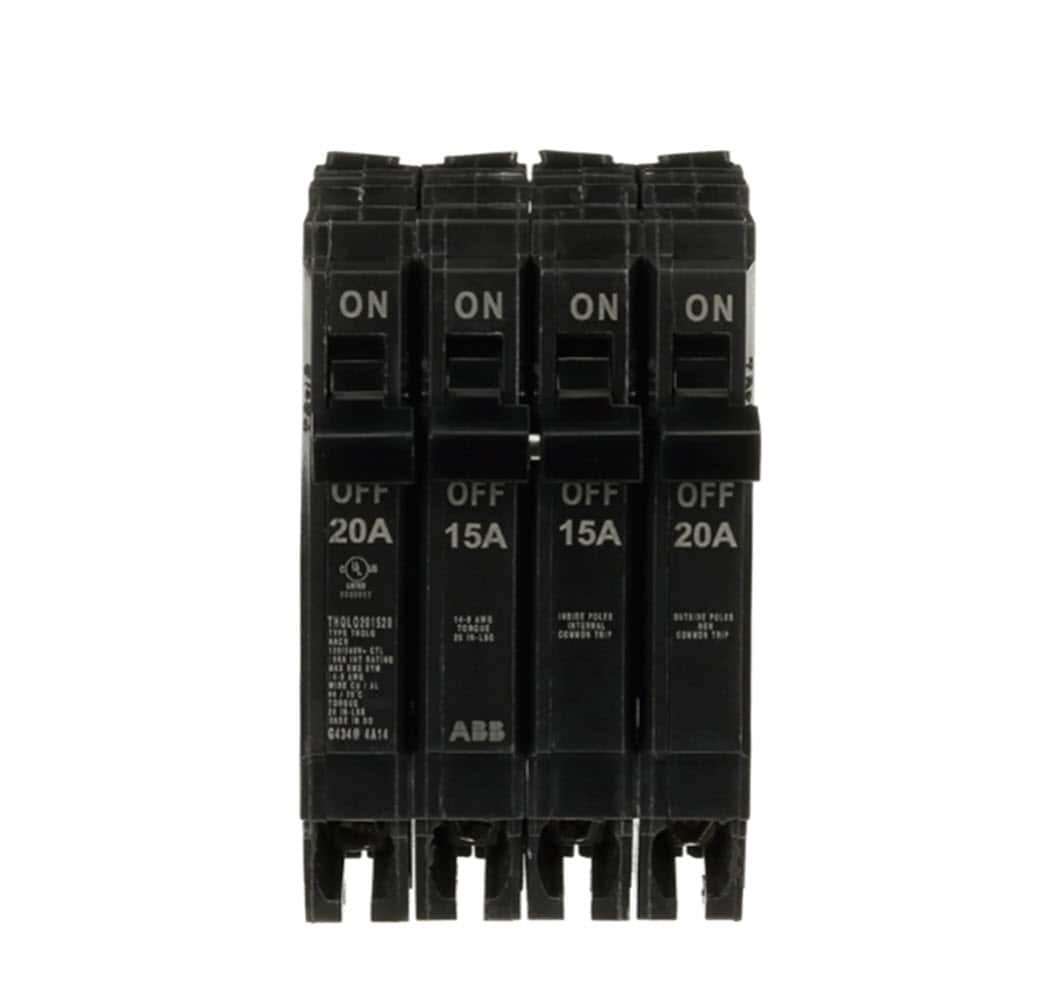 GE Q-Line THQL 20-amp/15-amp/20-amp 4 -Pole Standard trip Circuit Breaker #THQLQ201520A
