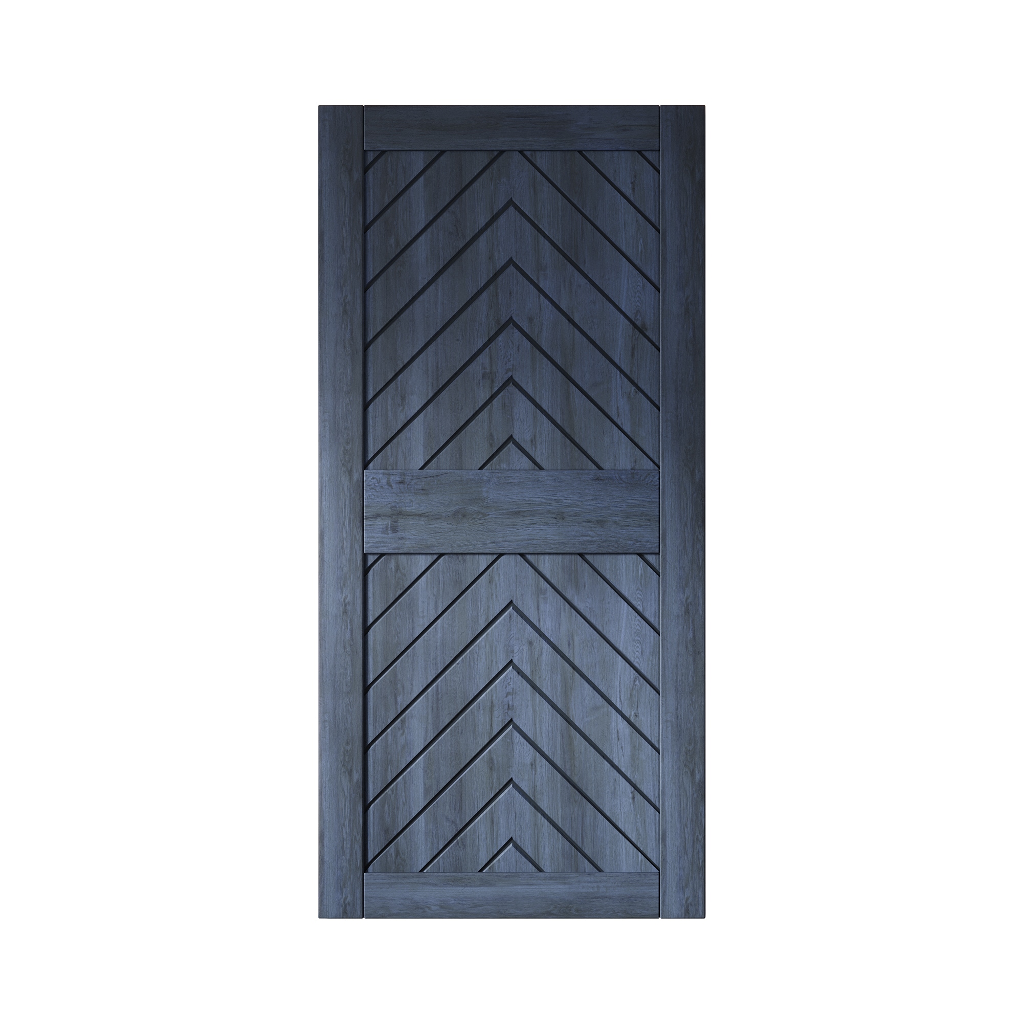 HOMACER JT1-4084-NA 40-in x 84-in Navy Herringbone Pine Wood Solid core Single Barn Door (Hardware Not Included)