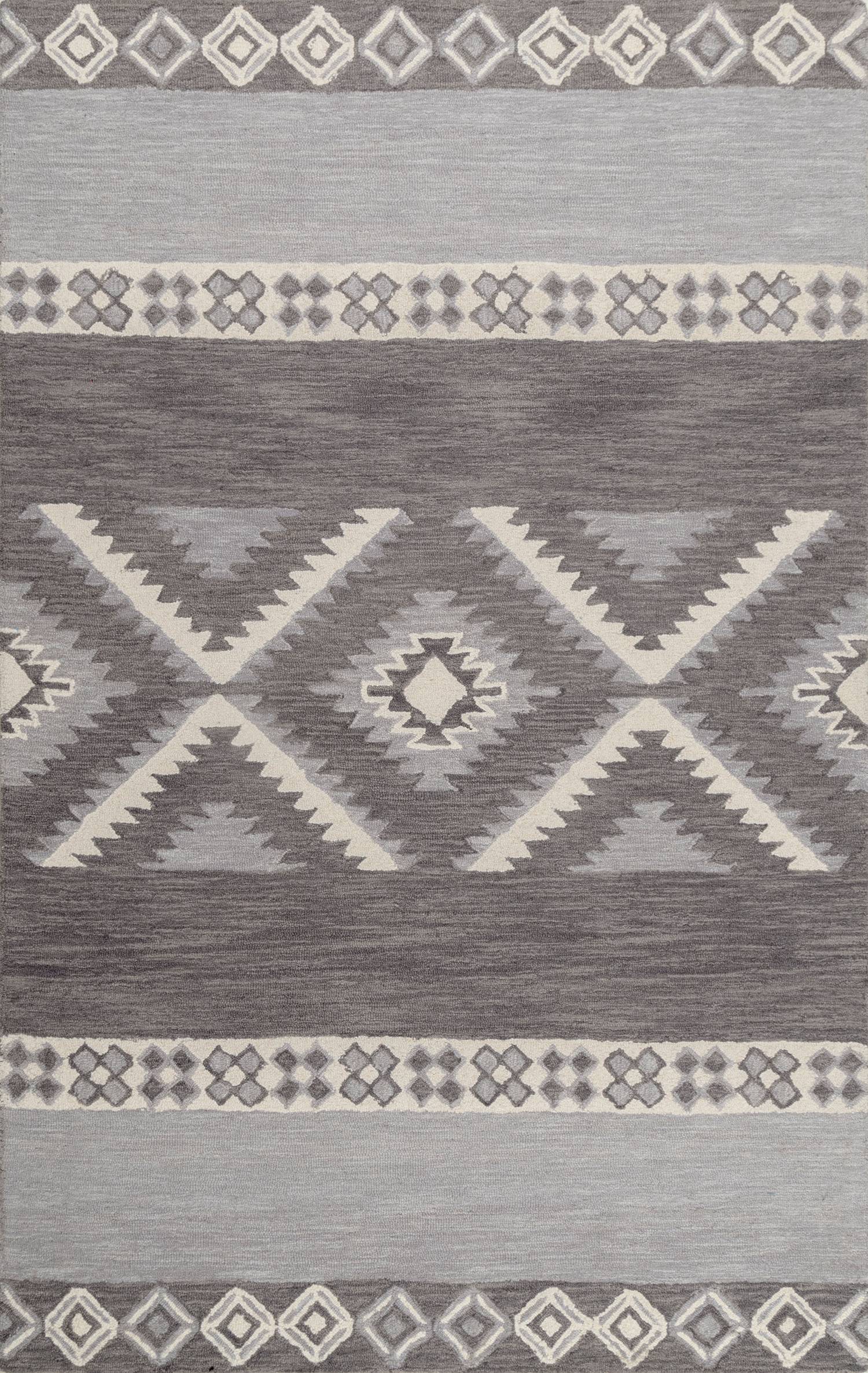 nuLOOM 5 x 8 Wool Grey Indoor Geometric Southwestern Area Rug in