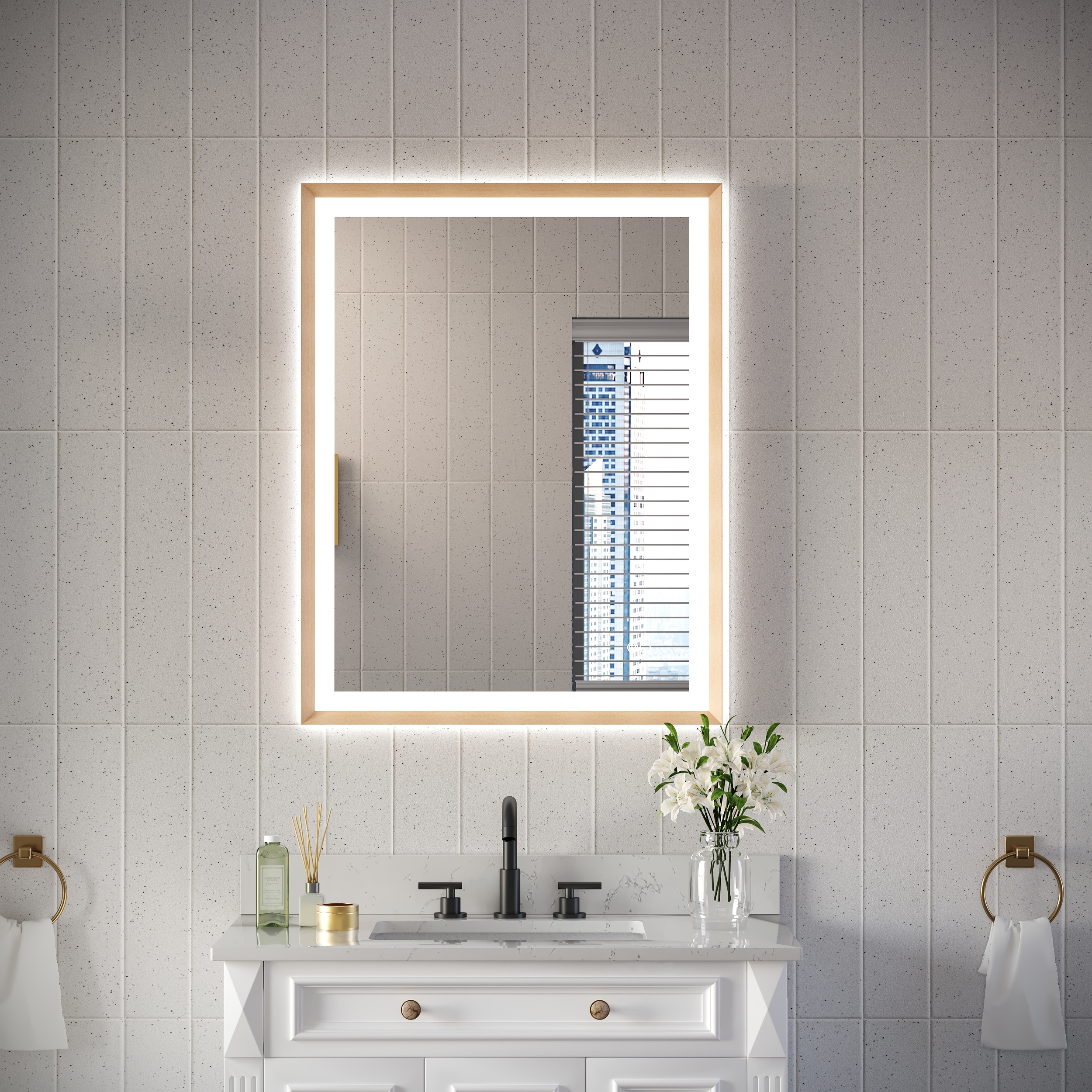 WELLFOR W6FM2836BG Framed-Bath-Mirrors - View #4