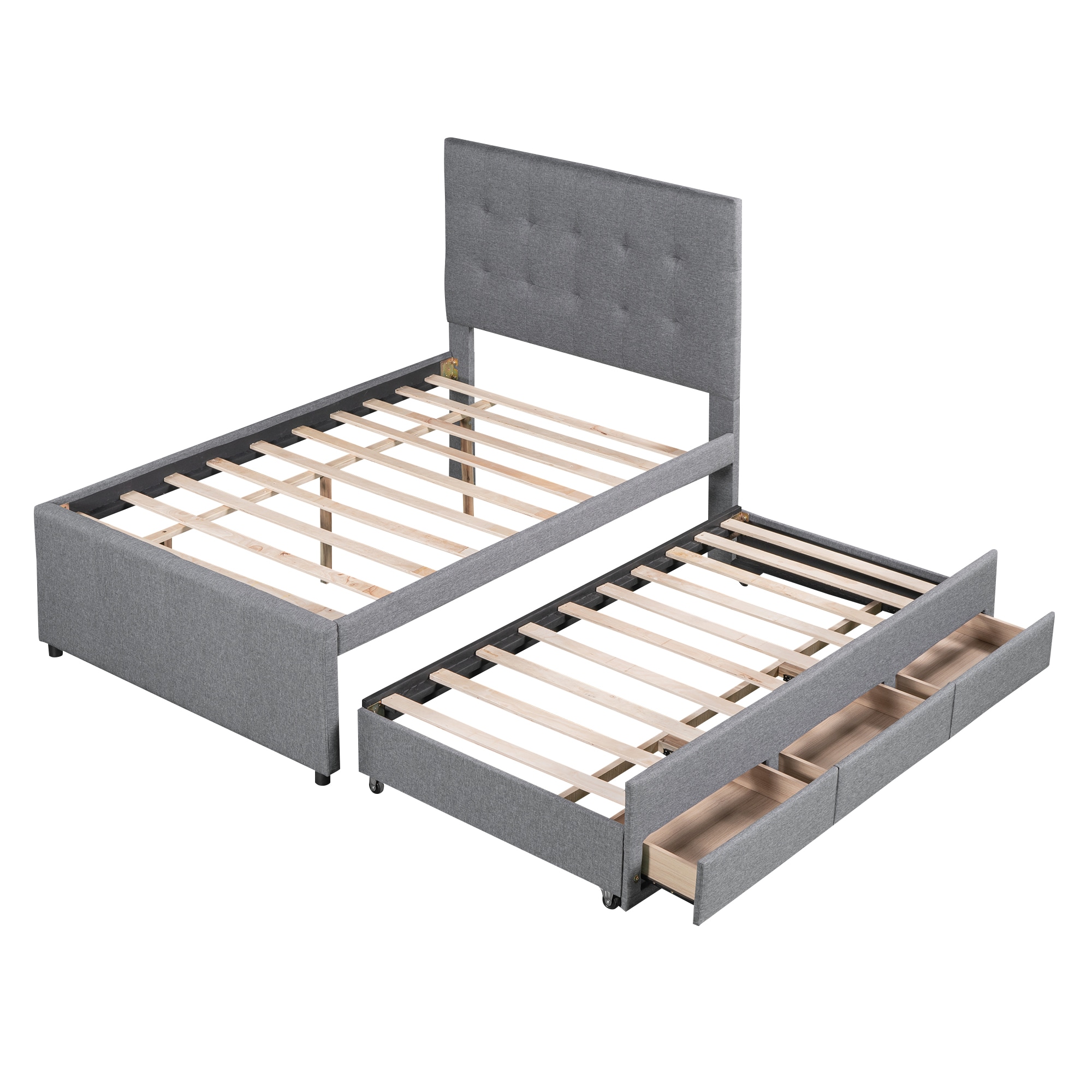 Qualler BWM287561E Gray Full Wood Platform Bed